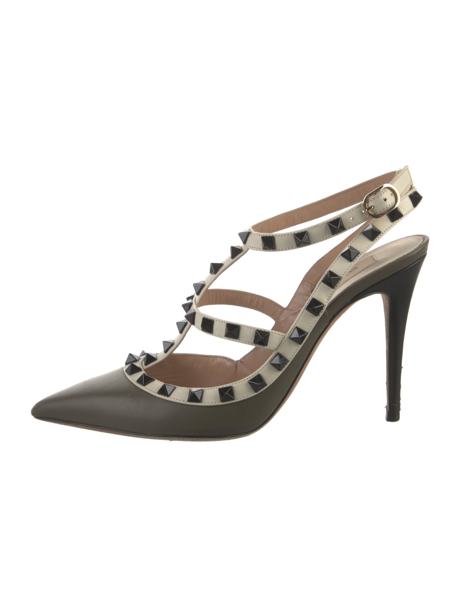 Valentino Rockstud Accents Leather T-Strap Pumps