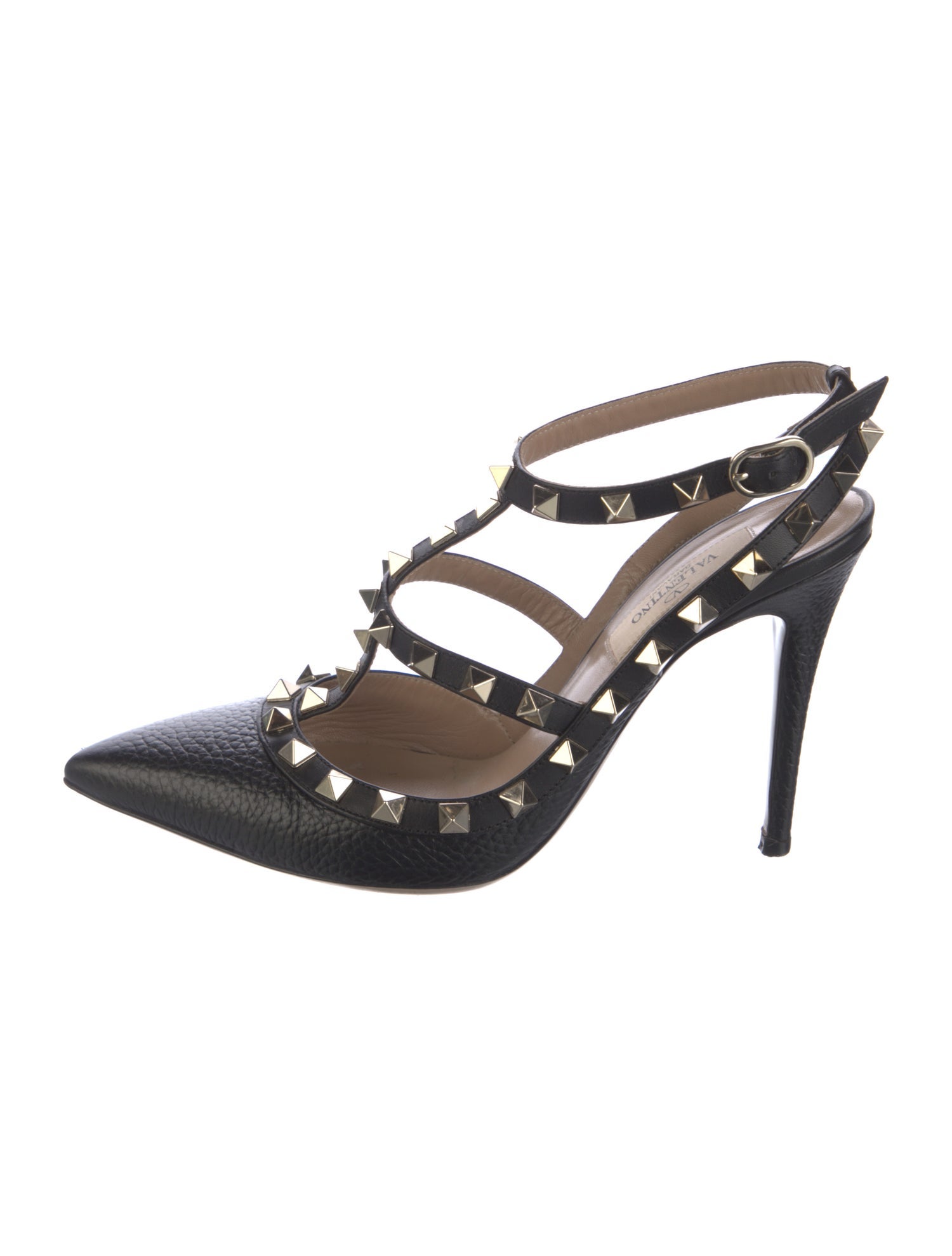 Valentino Rockstud Accents Leather T-Strap Pumps