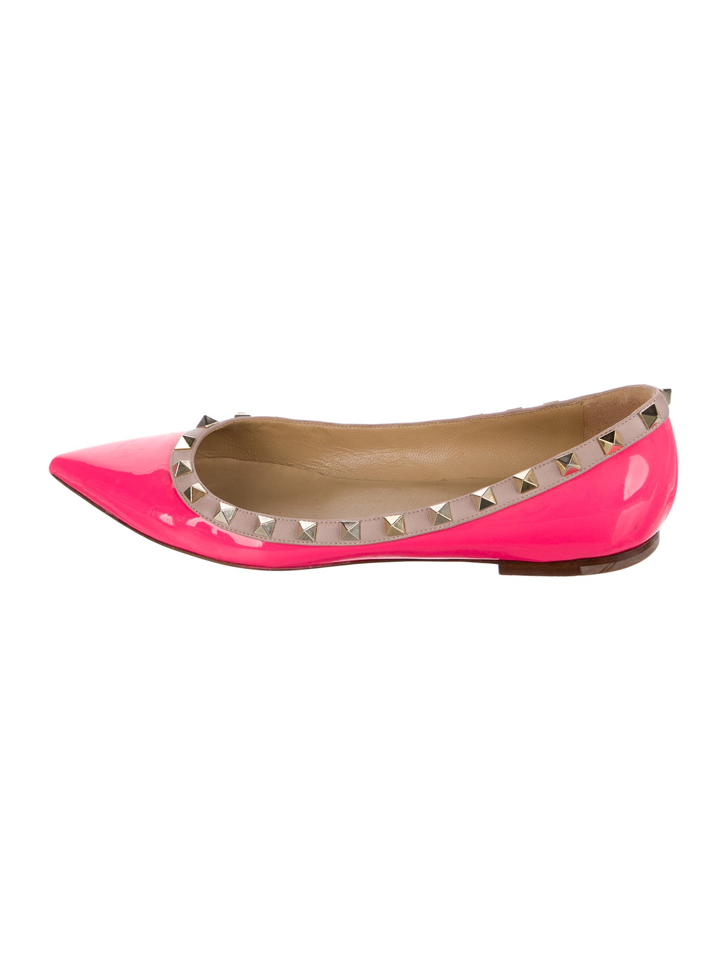 Valentino Rockstud Accents Patent Leather Ballet Flats