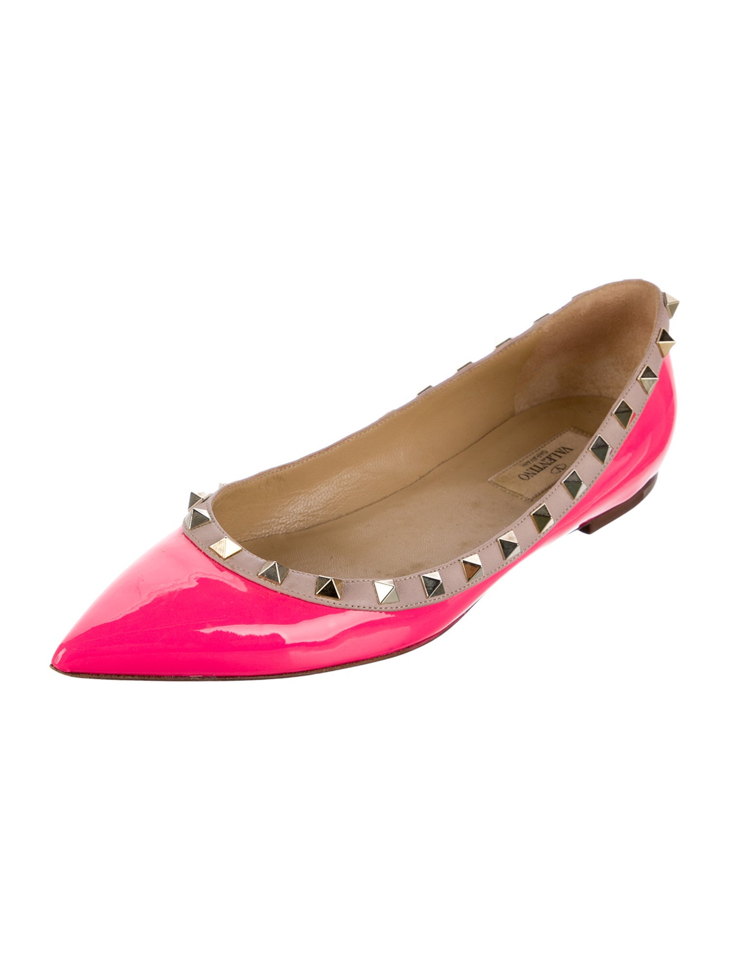 Valentino Rockstud Accents Patent Leather Ballet Flats
