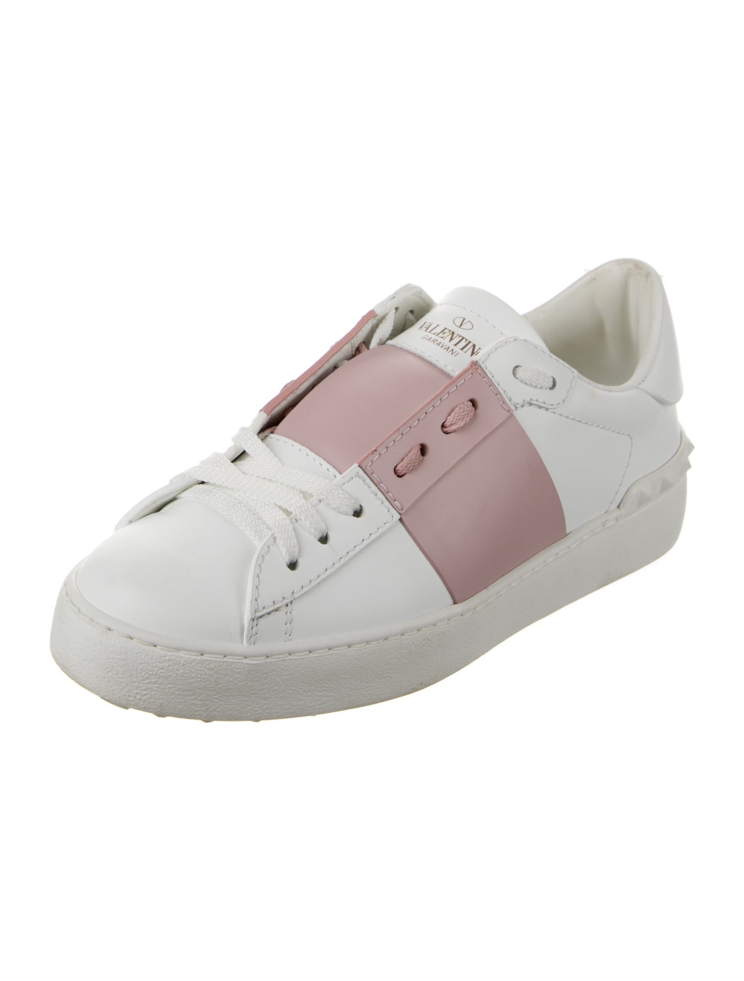 Valentino Rockstud Accents Leather Sneakers