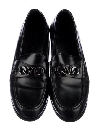 Valentino Leather Chain-Link Accents Dress Loafers