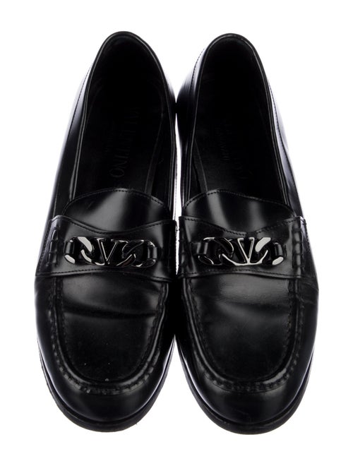 Valentino Leather Chain-Link Accents Dress Loafers