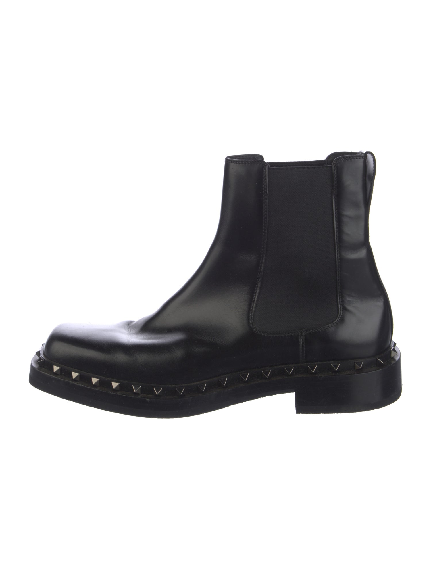 Valentino Rockstud Accents Leather Chelsea Boots