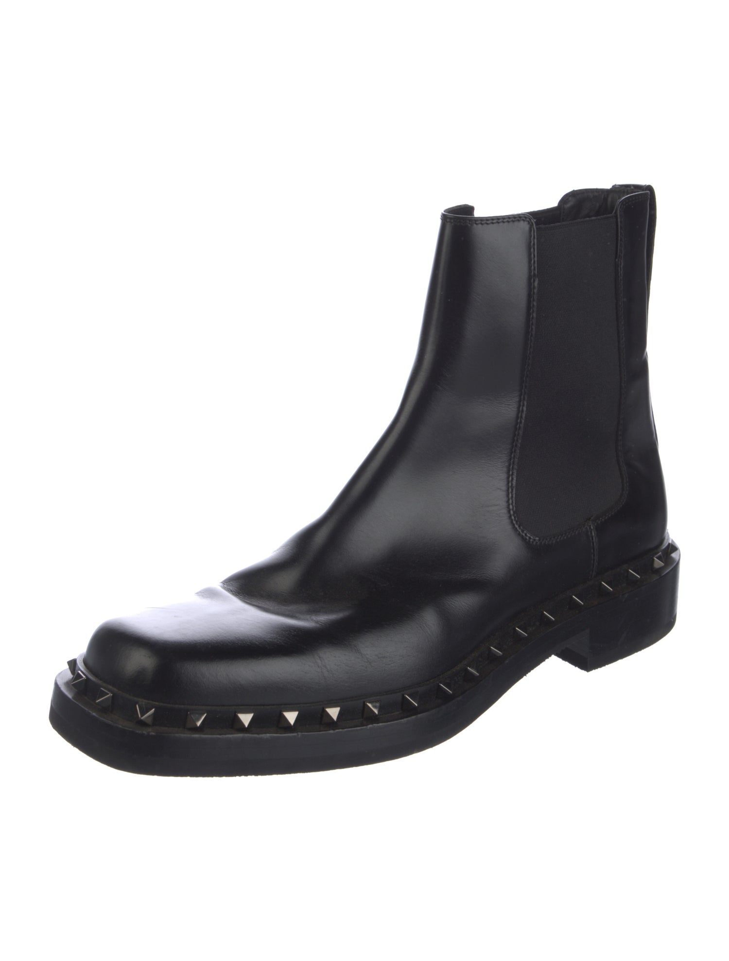 Valentino Rockstud Accents Leather Chelsea Boots