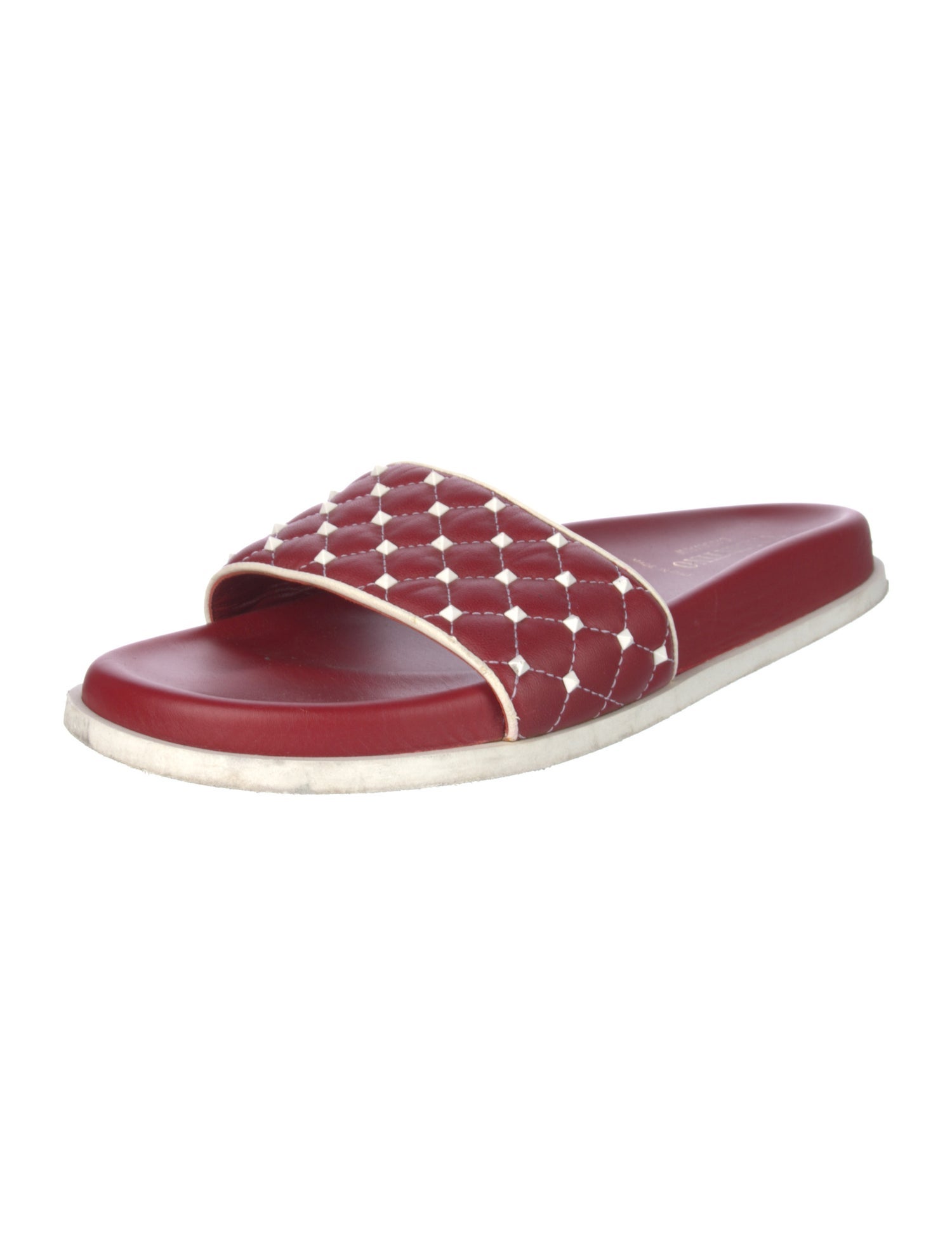 Valentino Rockstud Accents Leather Slides