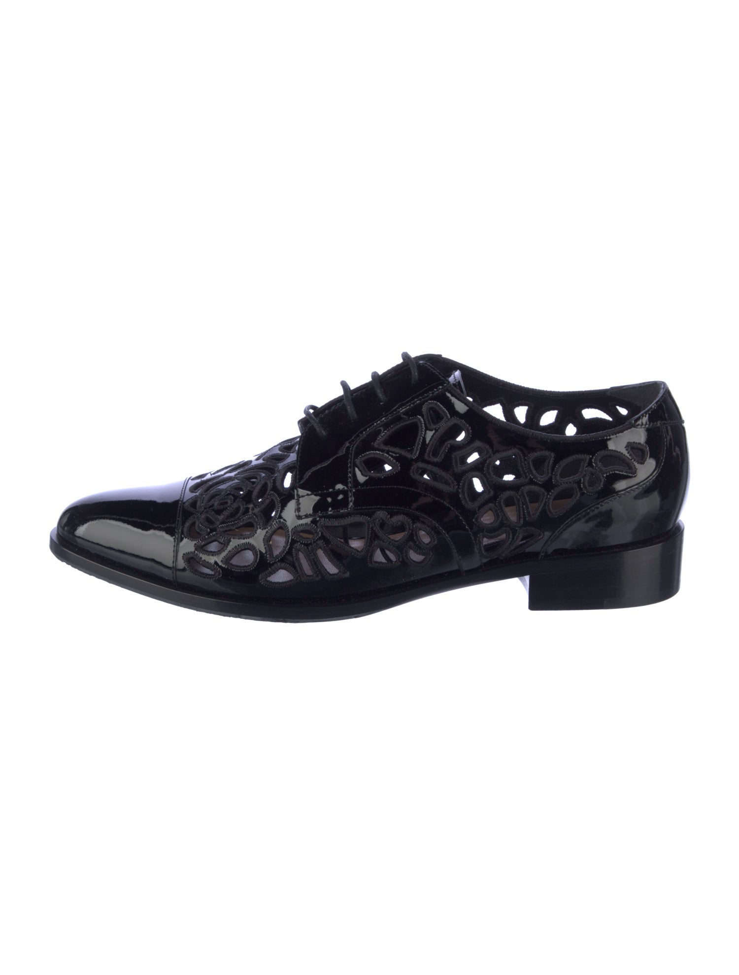 Valentino Patent Leather Lasercut Accents Oxfords
