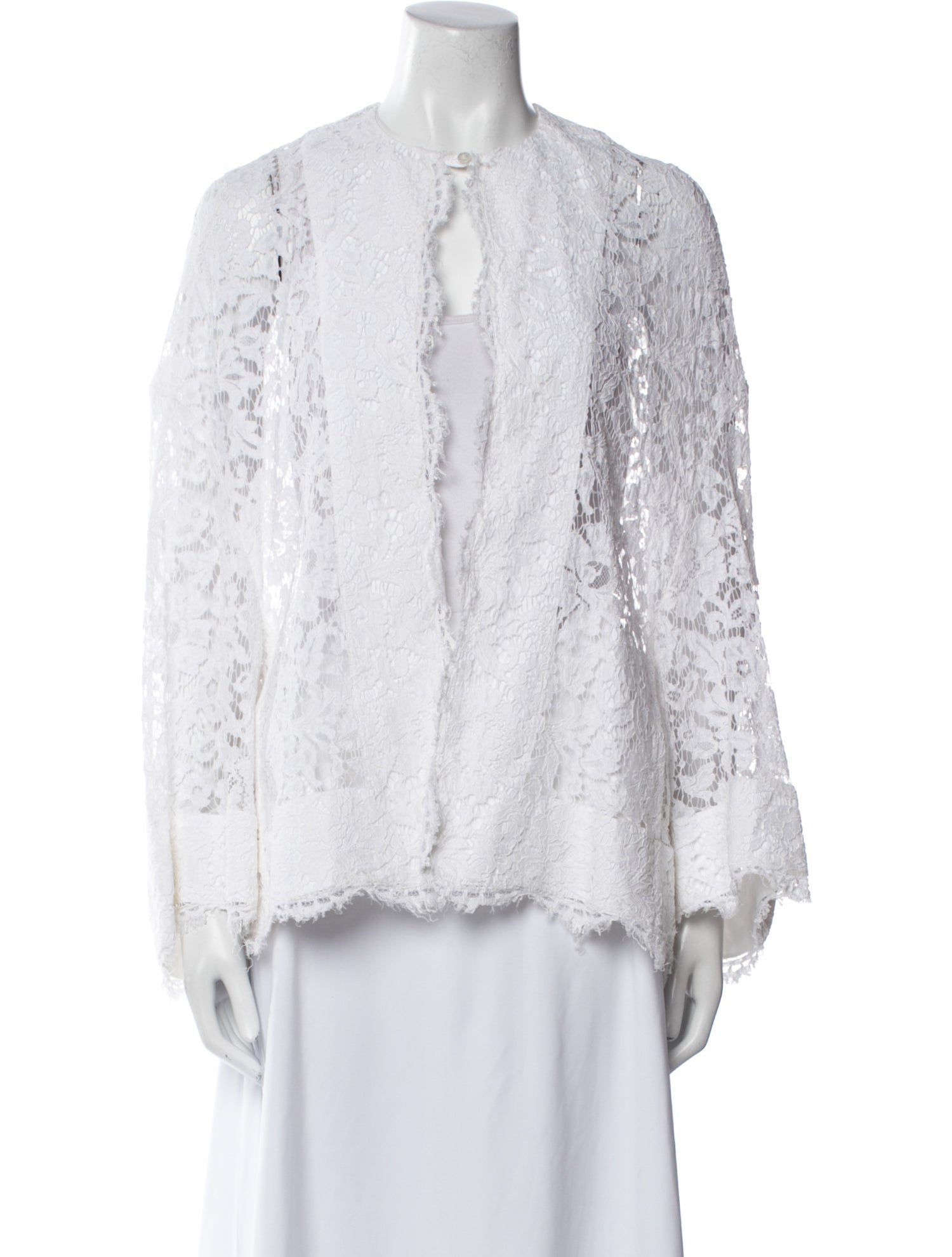 Valentino Lace Pattern Mock Neck Blouse