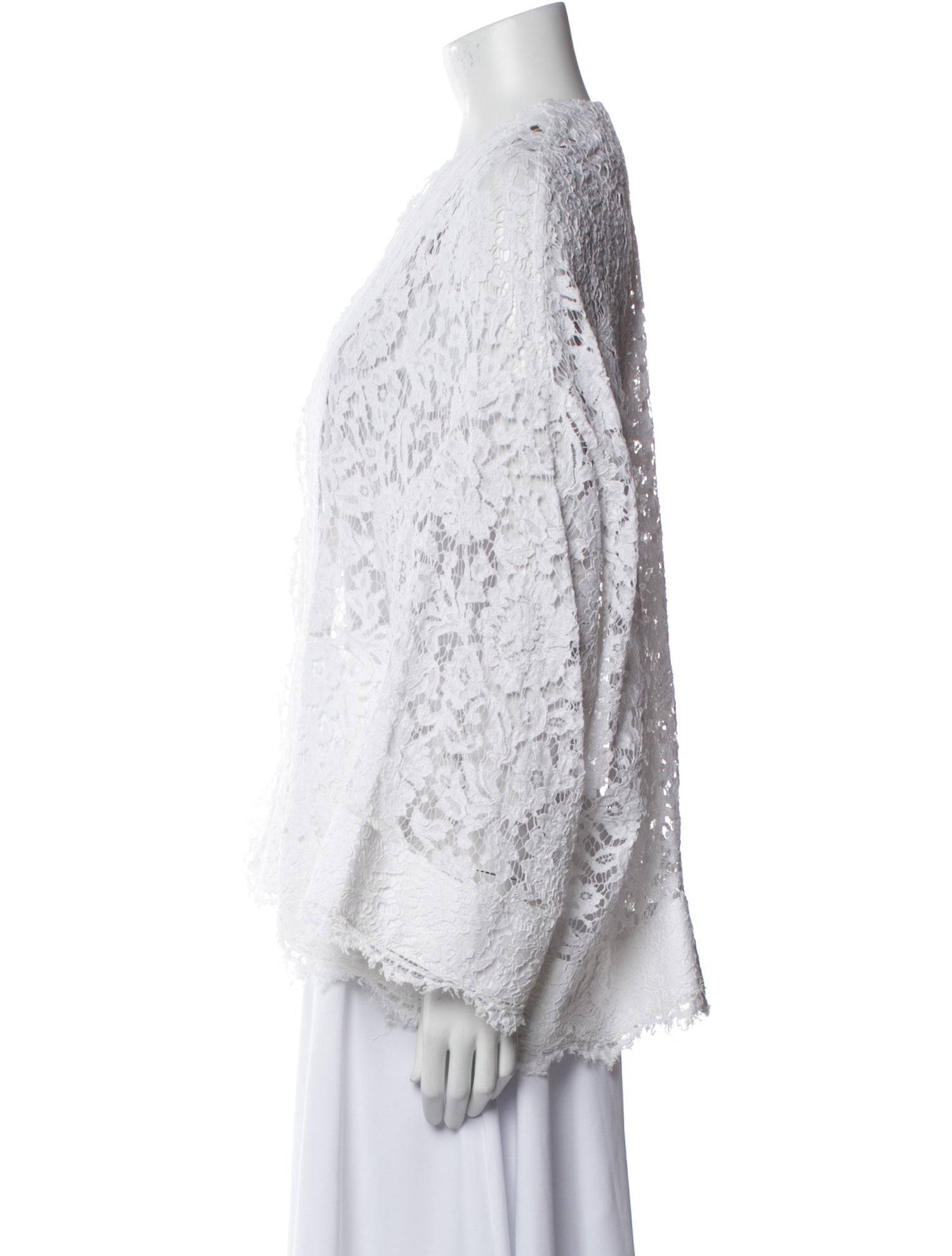 Valentino Lace Pattern Mock Neck Blouse