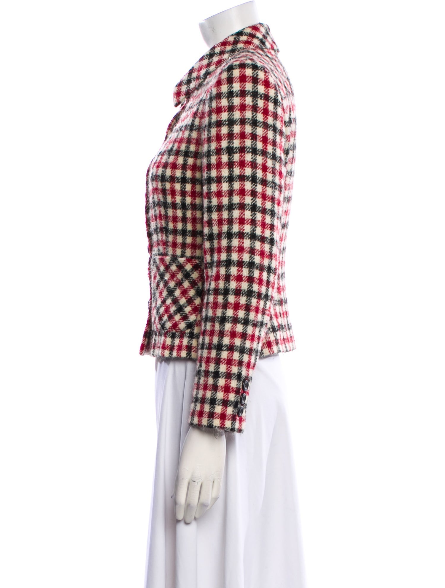 Valentino Virgin Wool Plaid Print Blazer