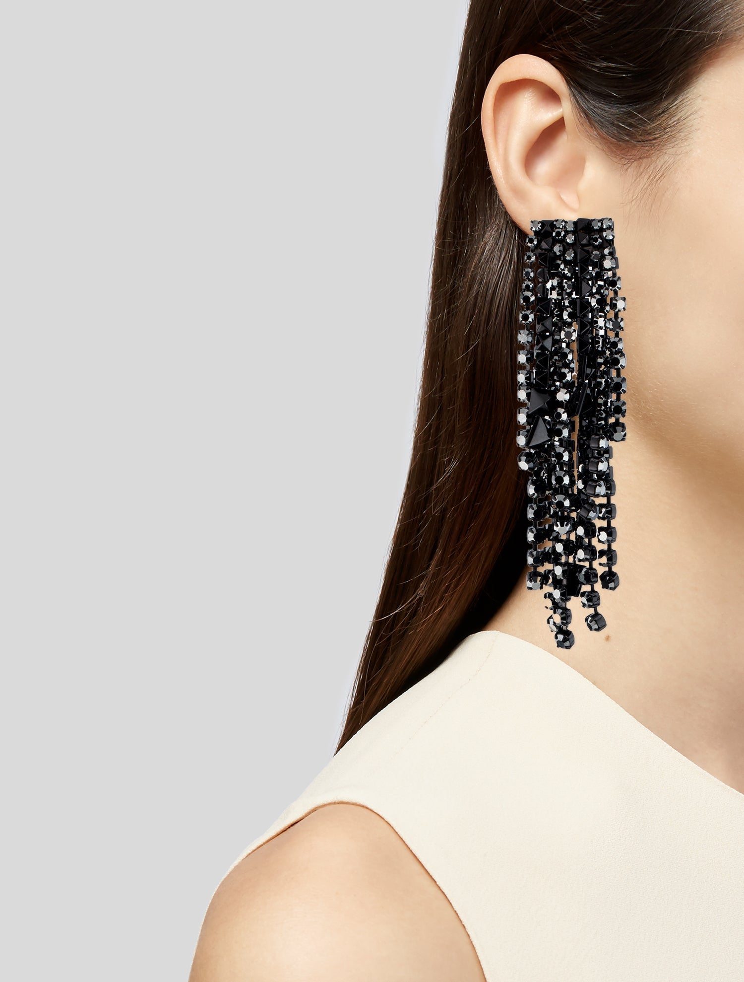 Valentino Crystal Brightrain Rockstud Chandelier Earrings