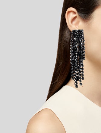 Valentino Crystal Brightrain Rockstud Chandelier Earrings