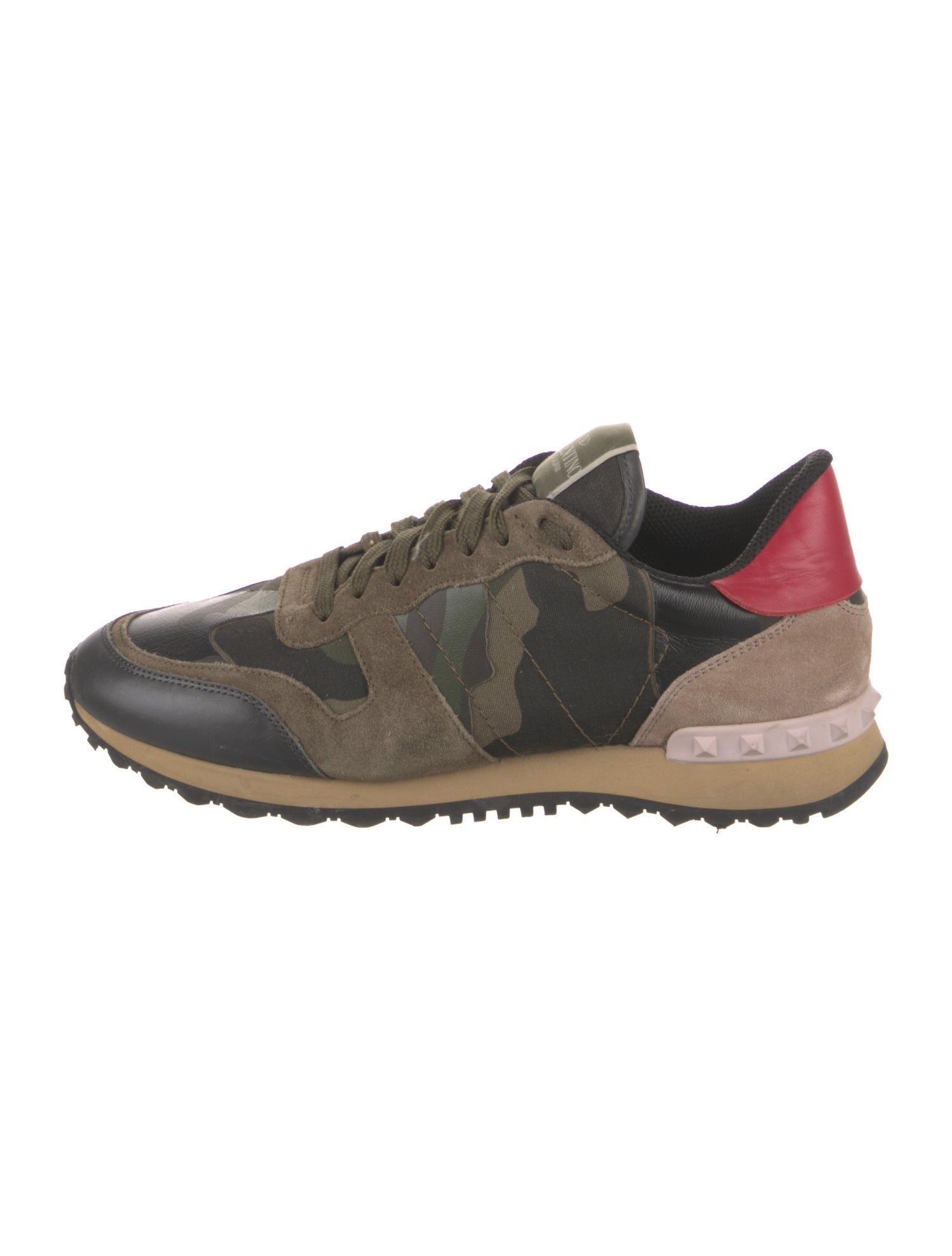 Valentino Rockstud Accents Suede Athletic Sneakers