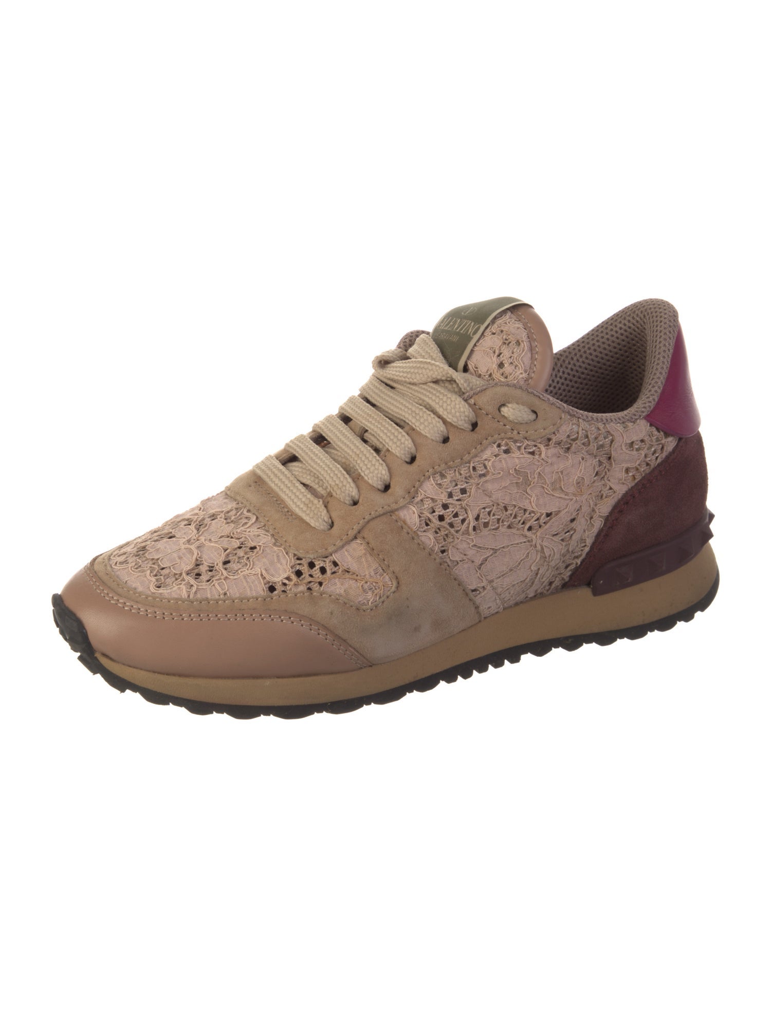 Valentino Rockstud Accents Lace Athletic Sneakers