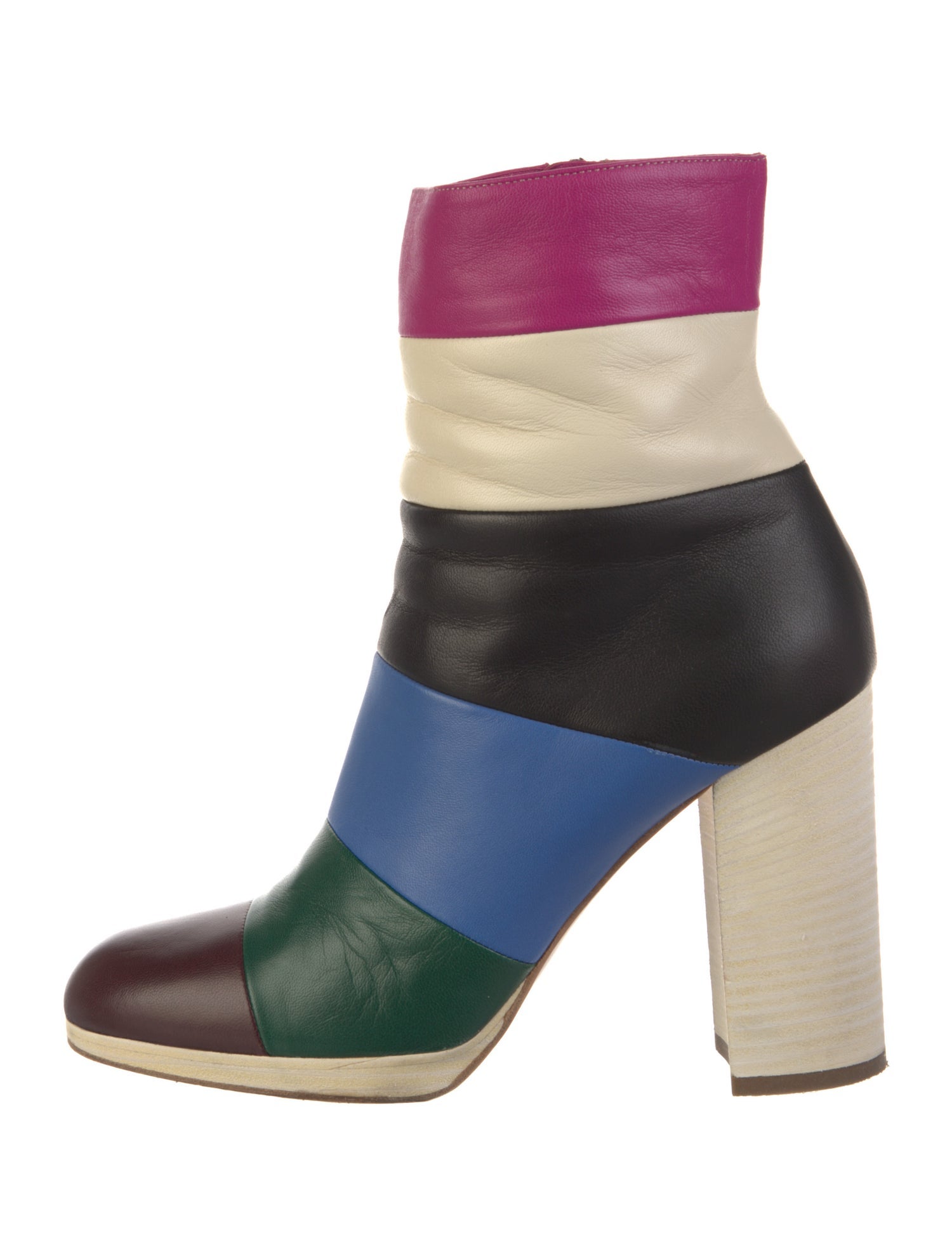 Valentino Leather Colorblock Pattern Sock Boots