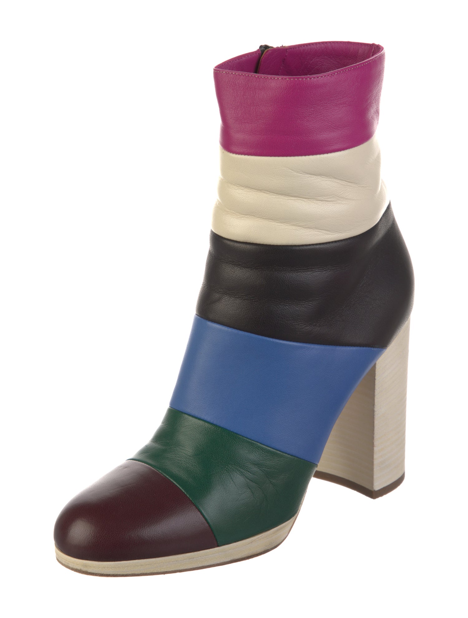 Valentino Leather Colorblock Pattern Sock Boots
