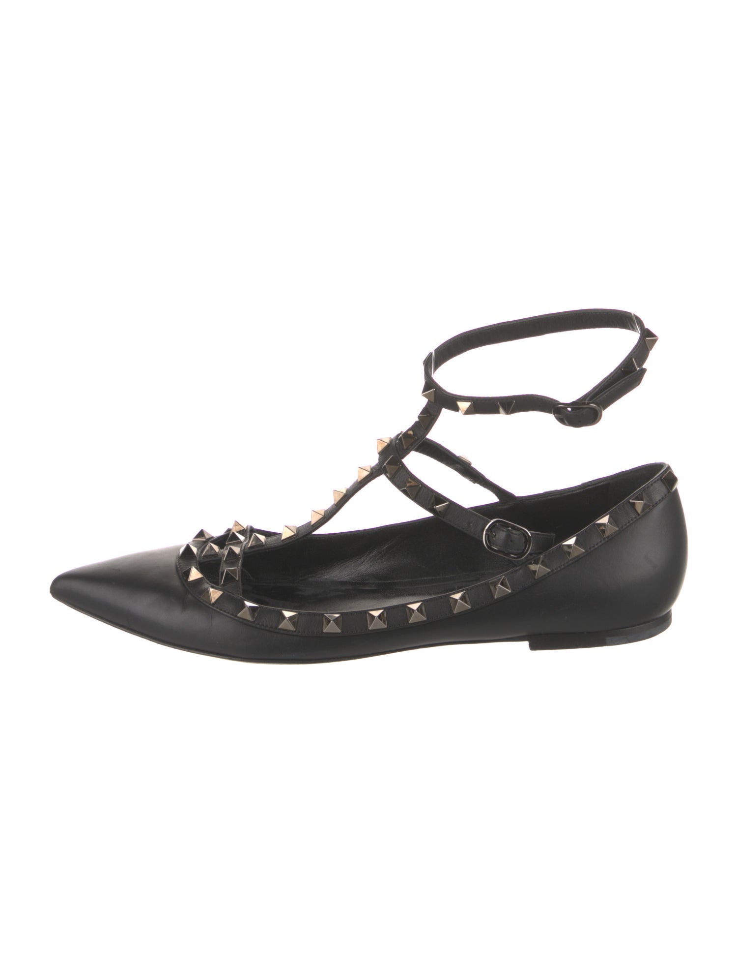 Valentino Rockstud Accents Leather Ballet Flats