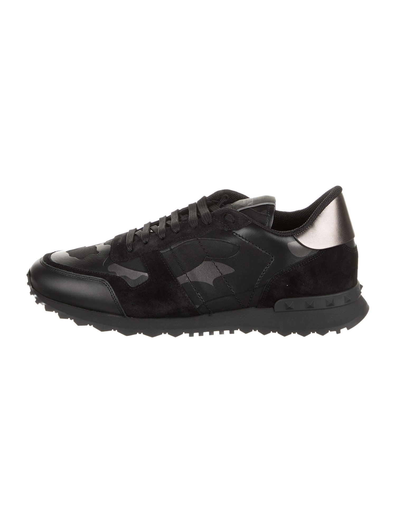 Valentino Leather Graphic Print Sneakers