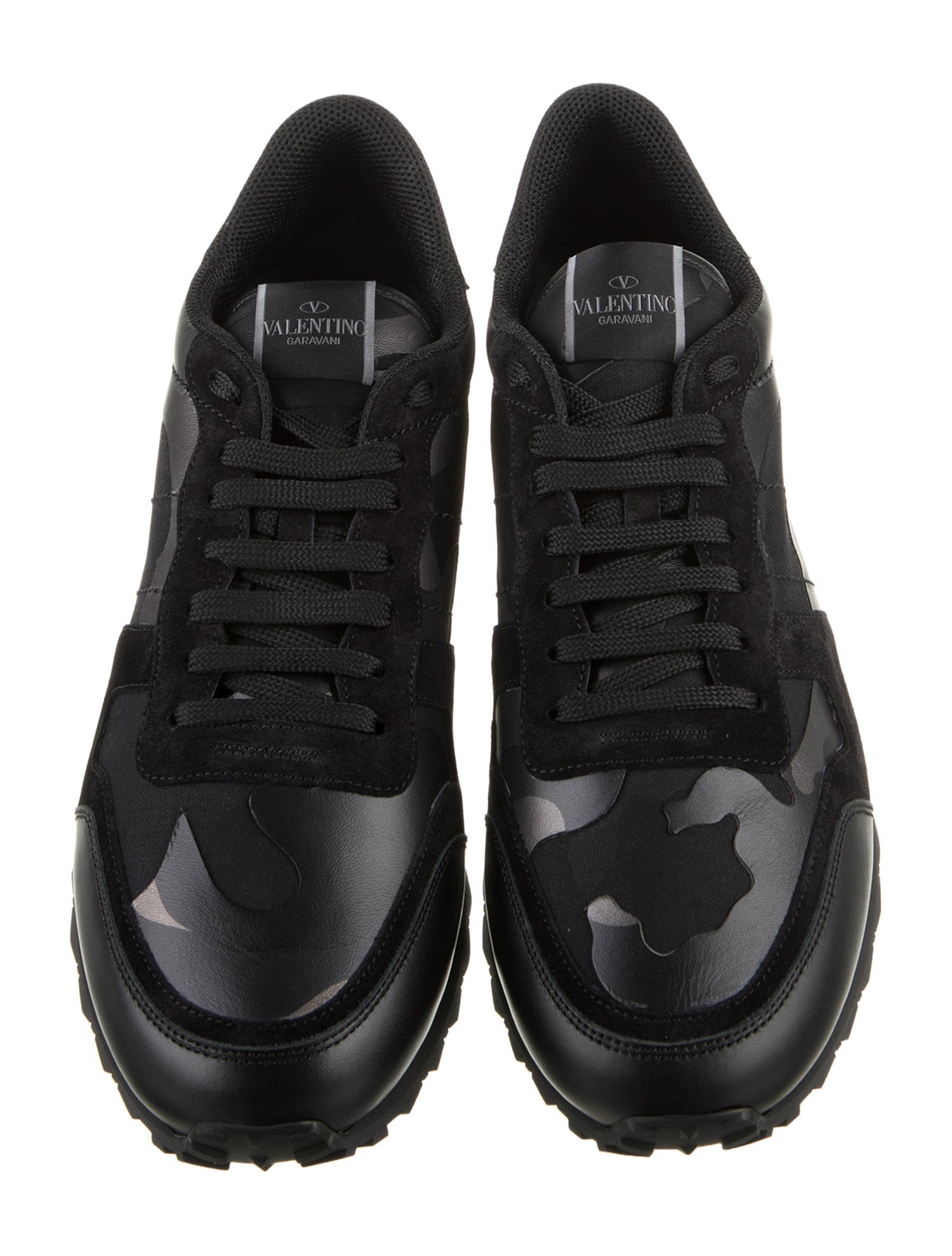 Valentino Leather Graphic Print Sneakers