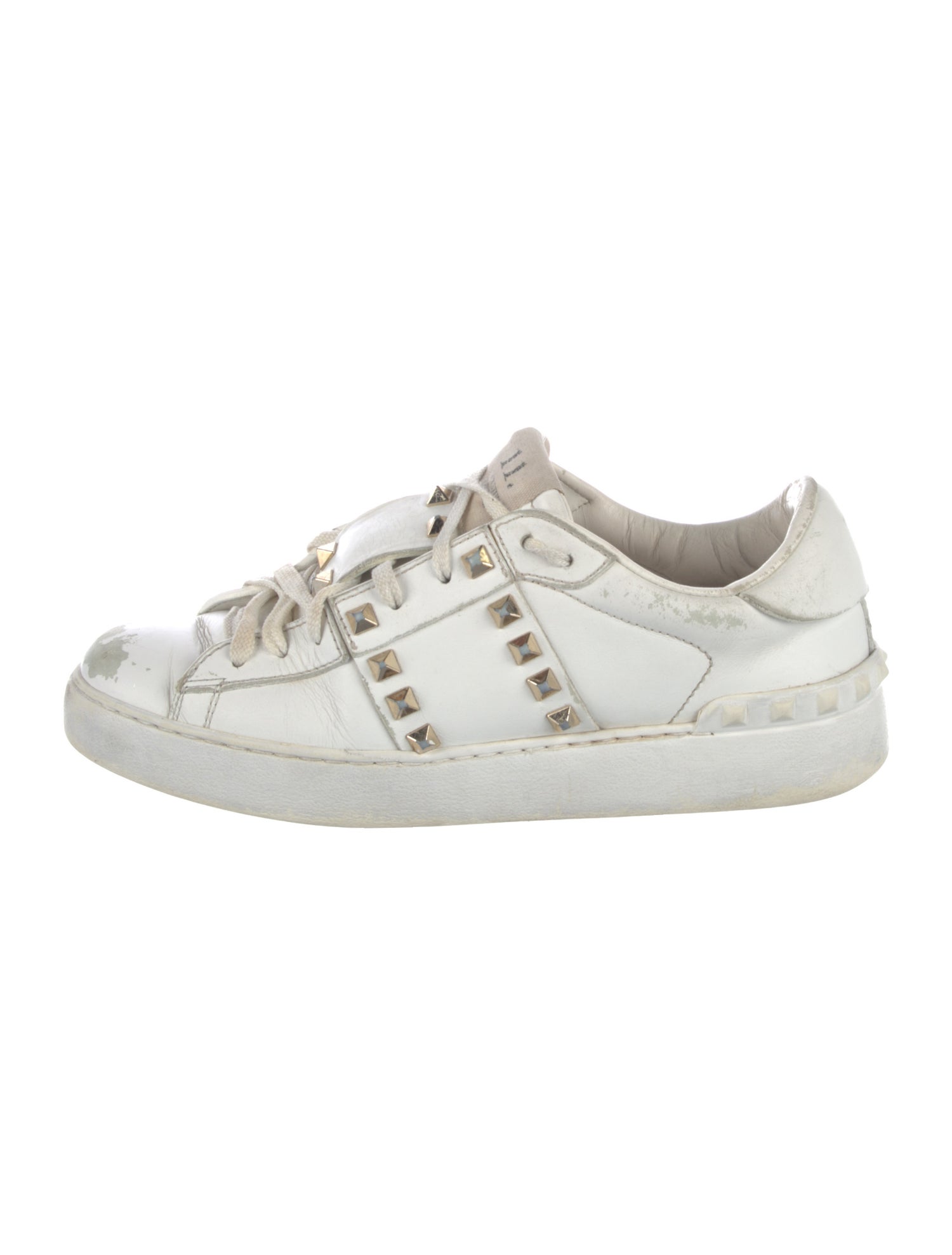 Valentino Rockstud Accents Leather Sneakers
