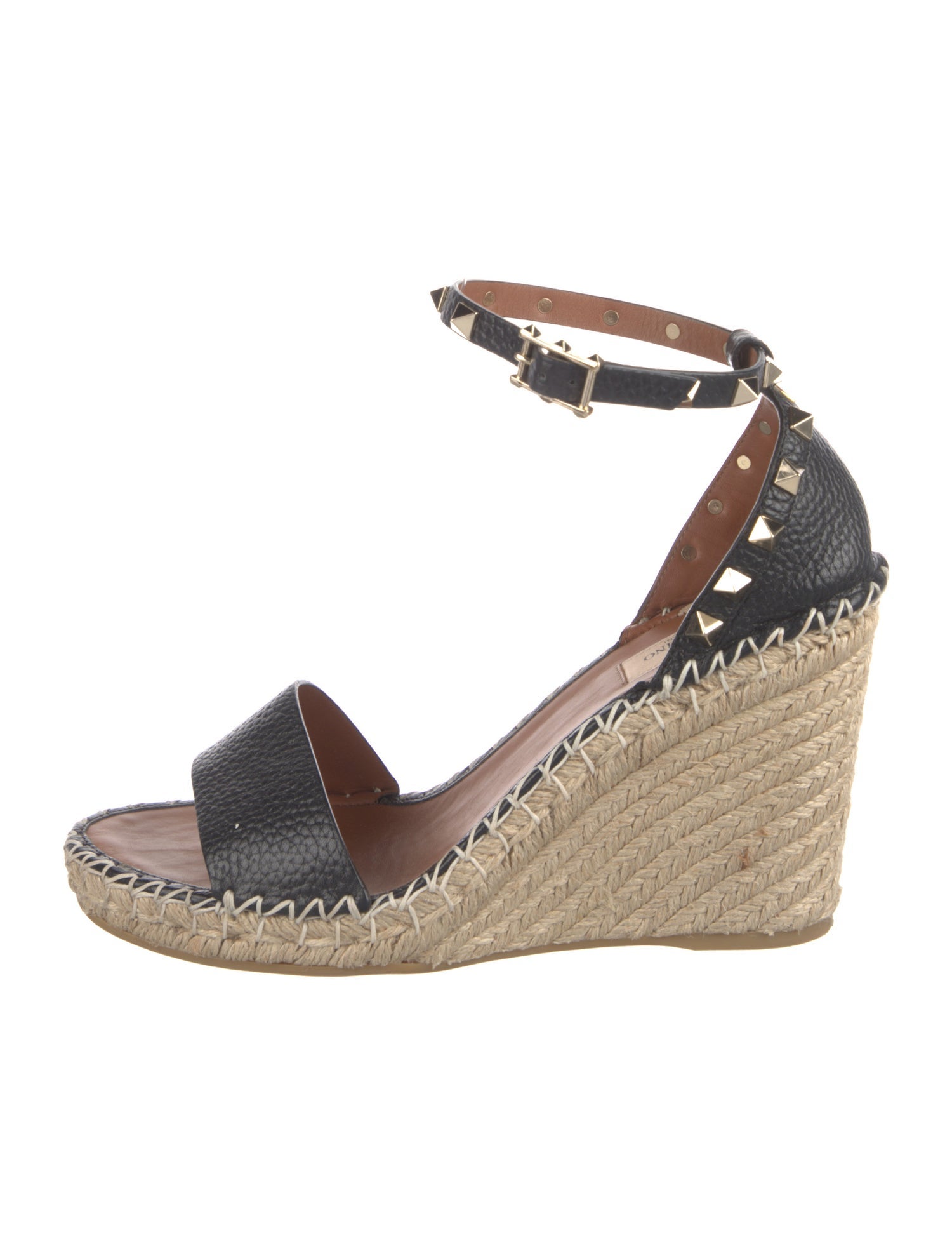 Valentino Rockstud Accents Leather Espadrilles