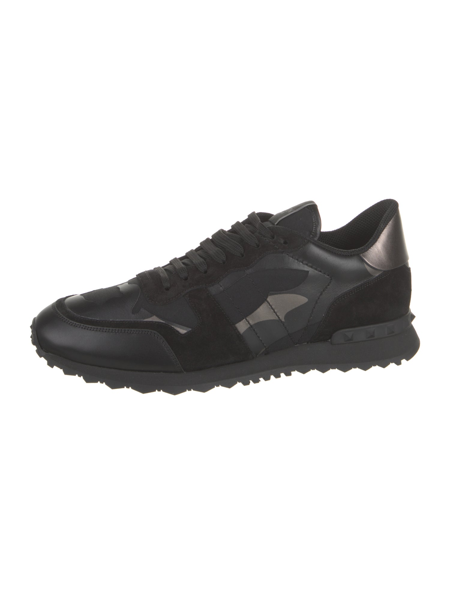 Valentino Leather Camouflage Print Sneakers
