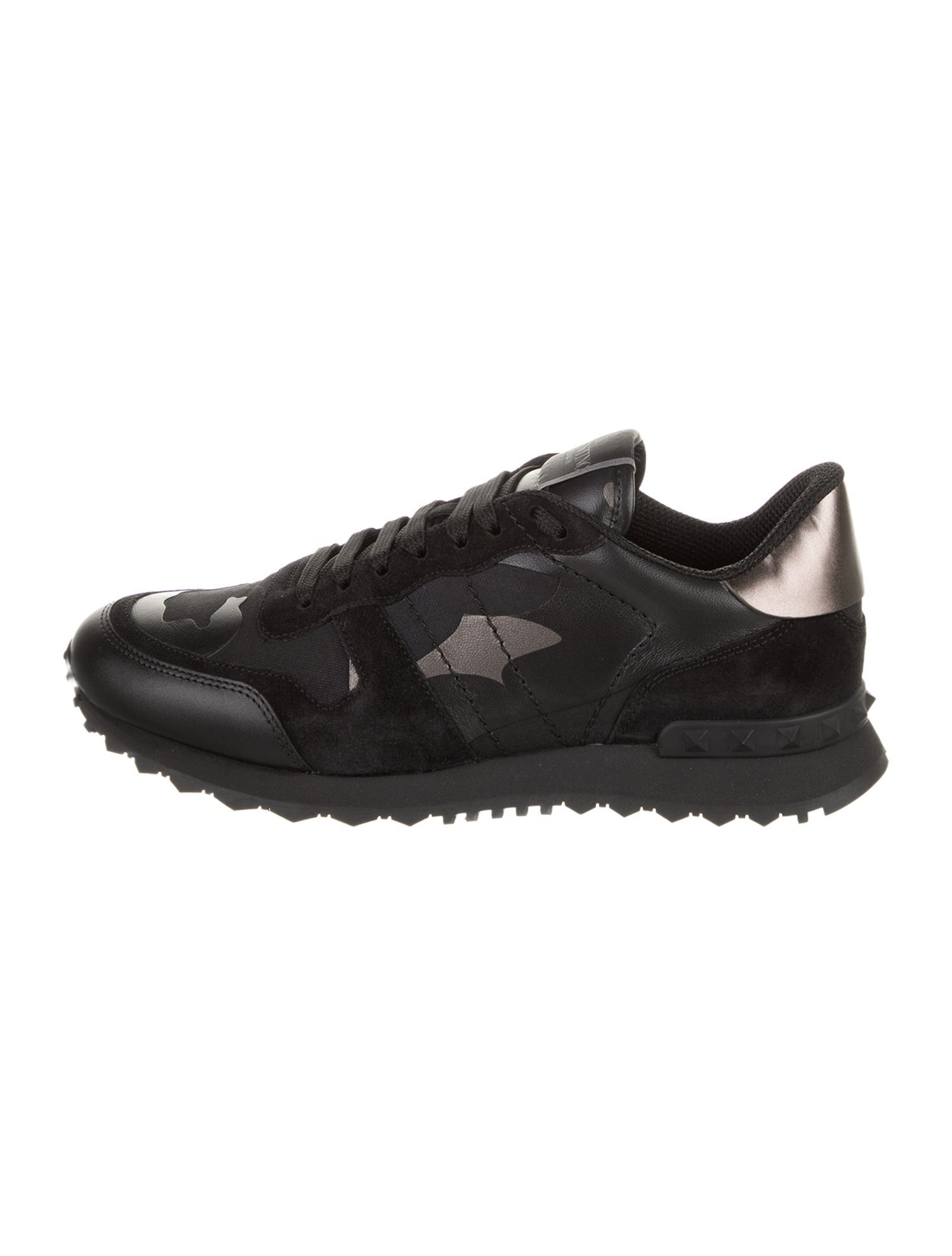 Valentino Leather Graphic Print Sneakers