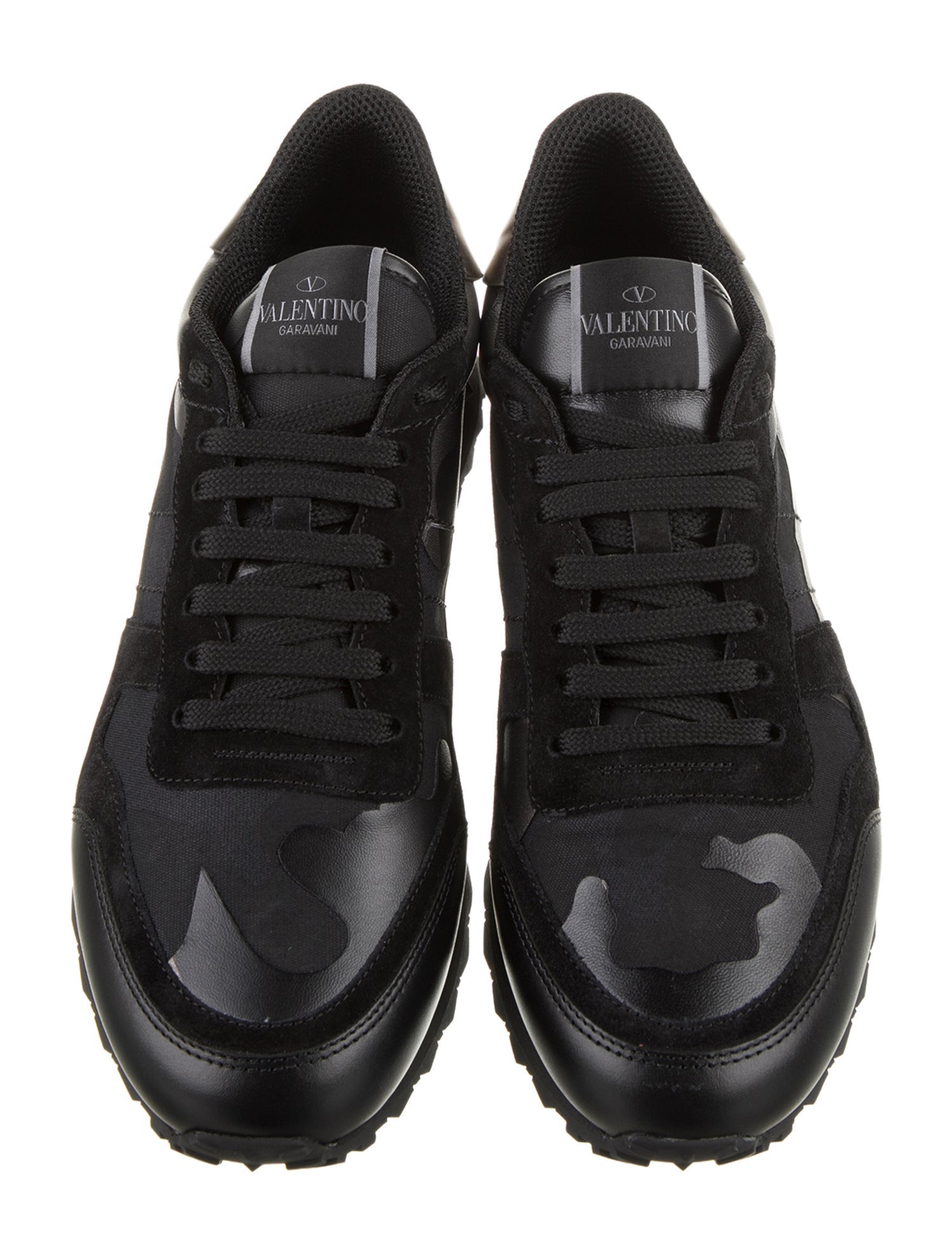 Valentino Leather Graphic Print Sneakers