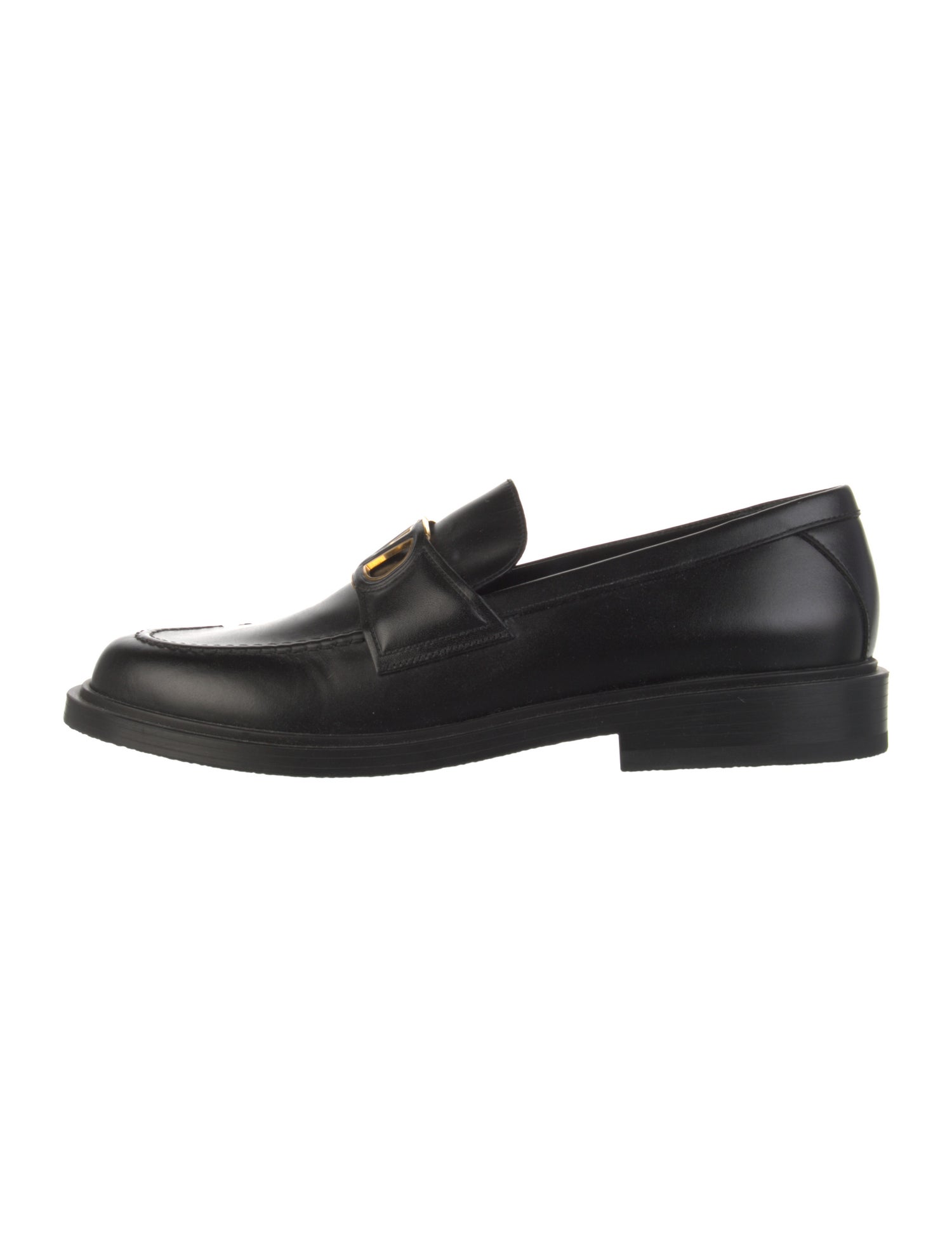 Valentino Rockstud Accents Leather Loafers