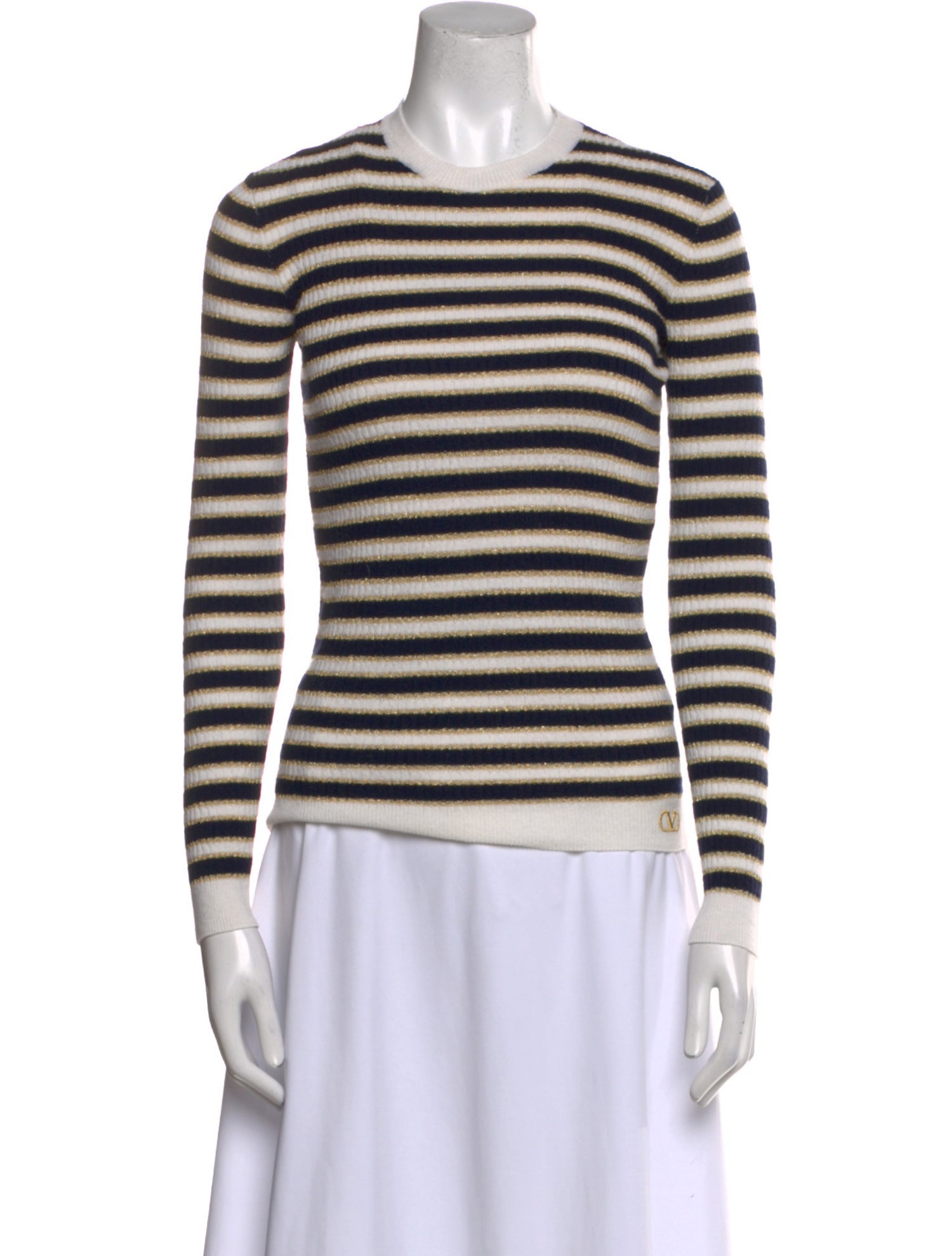 Valentino Striped Crew Neck Sweater