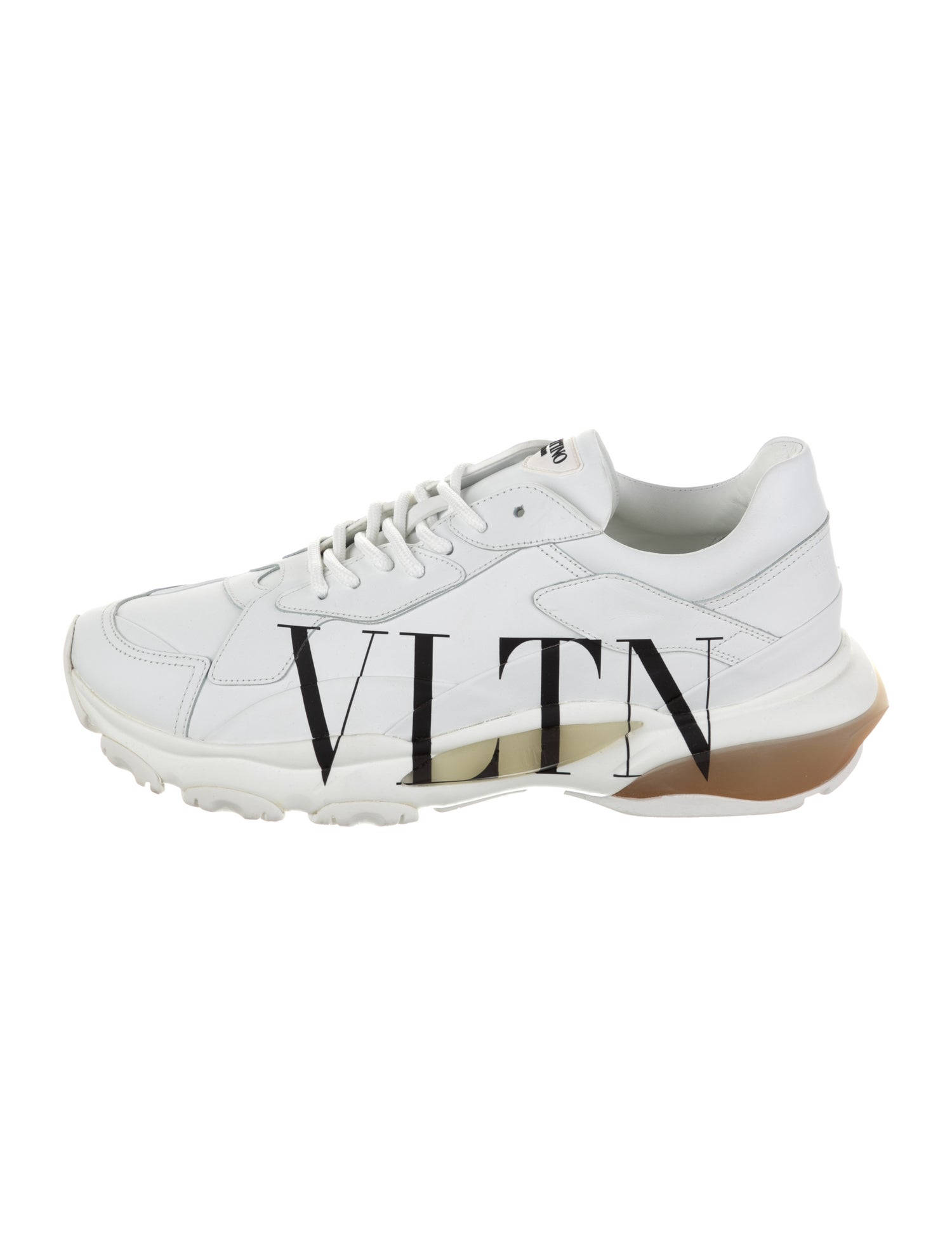 Valentino Leather Graphic Print Sneakers
