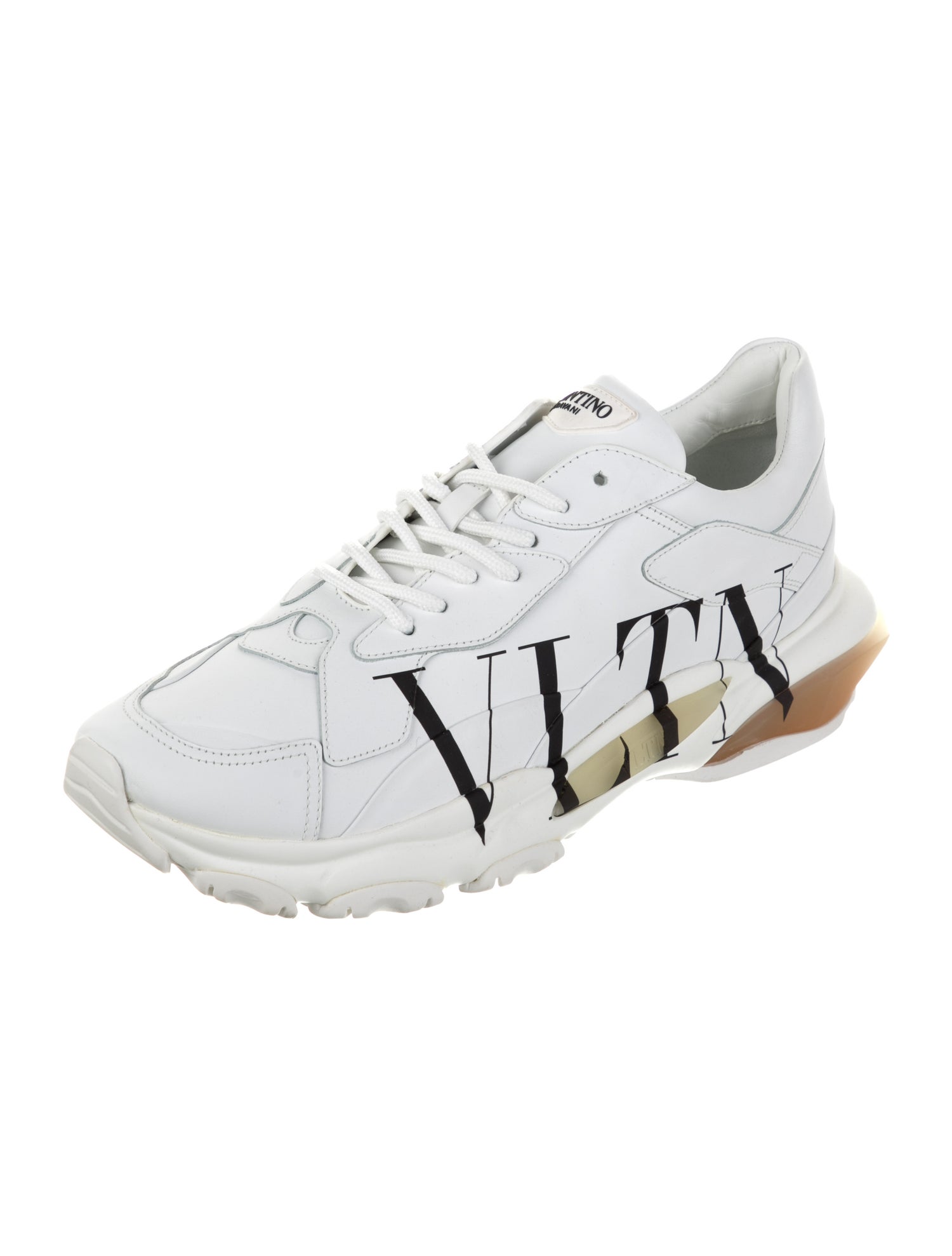 Valentino Leather Graphic Print Sneakers