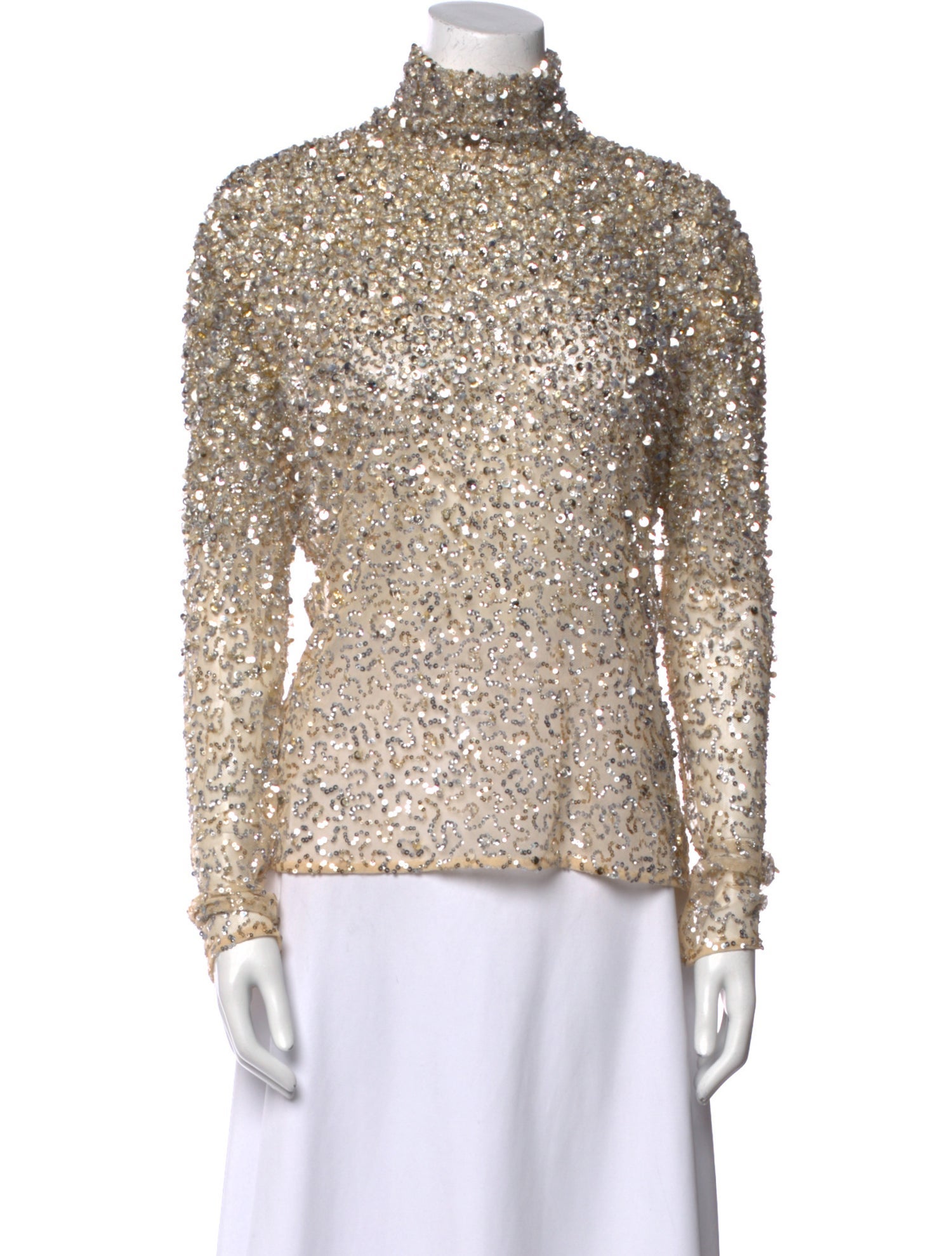 Valentino Lace Pattern Mock Neck Blouse