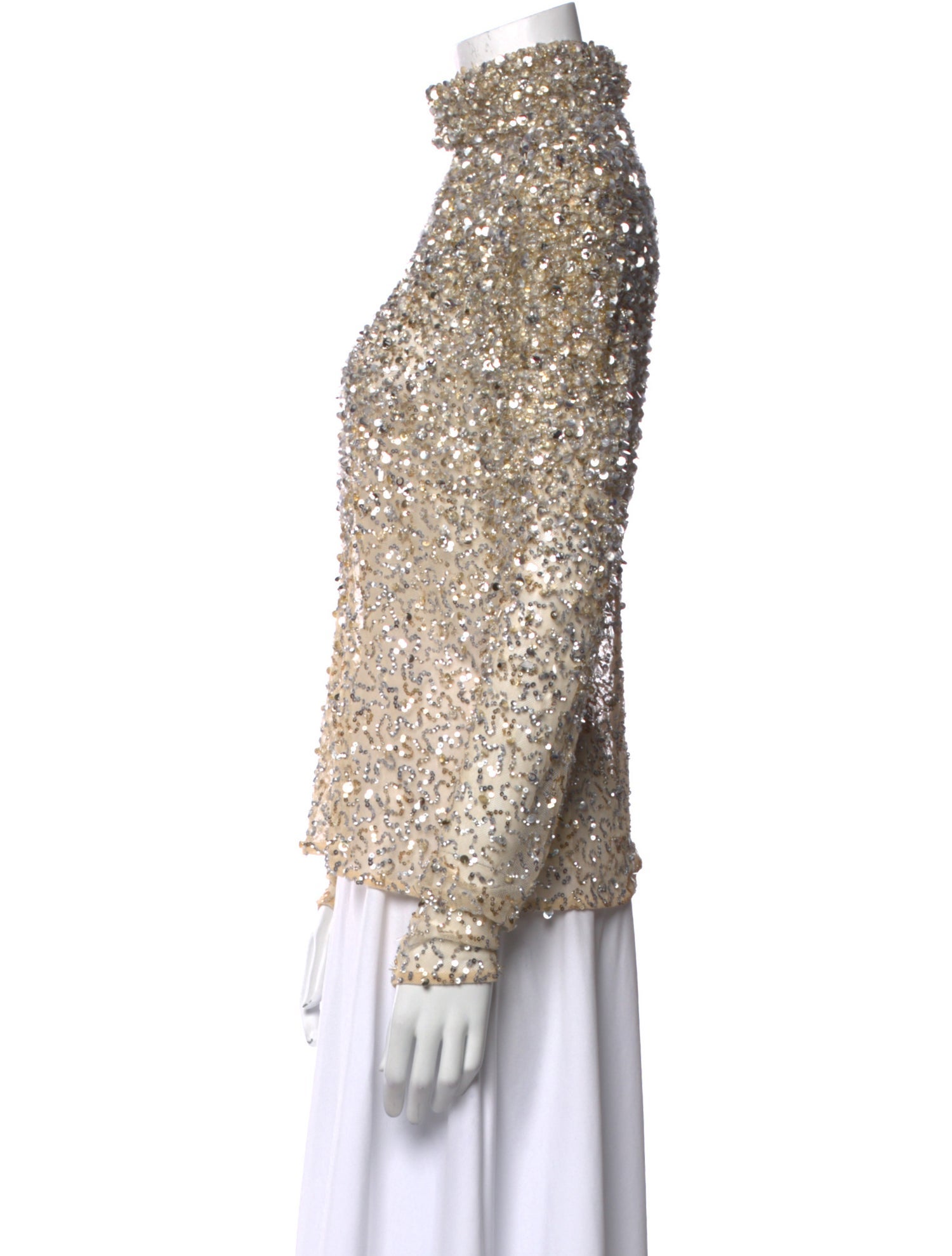 Valentino Lace Pattern Mock Neck Blouse