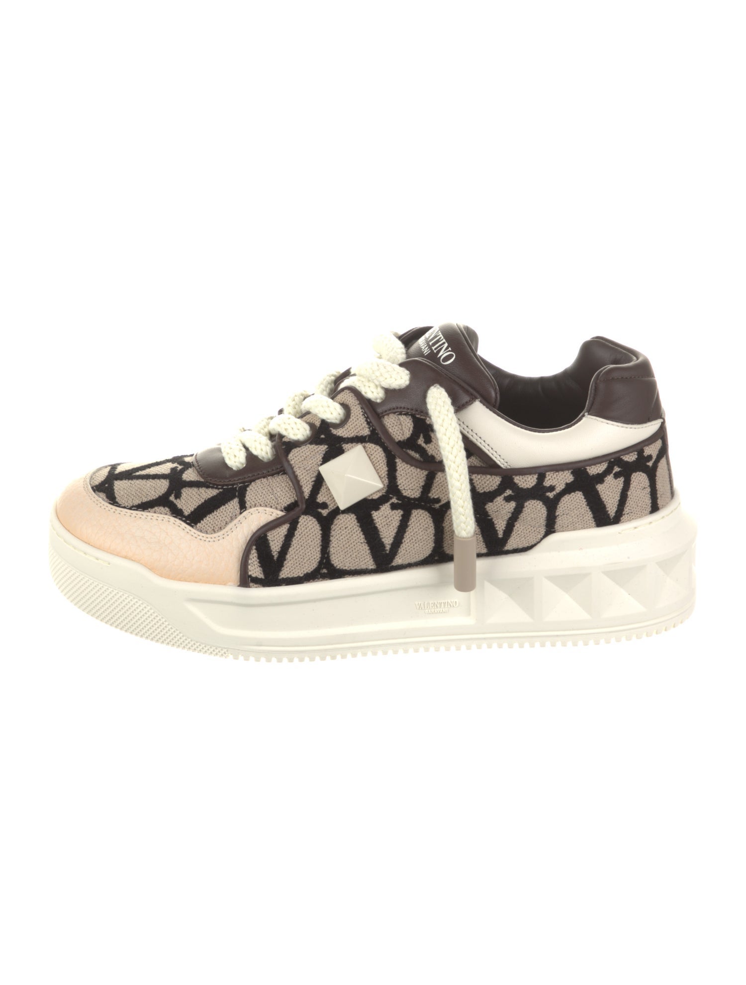 Valentino Printed Studded Accents Sneakers