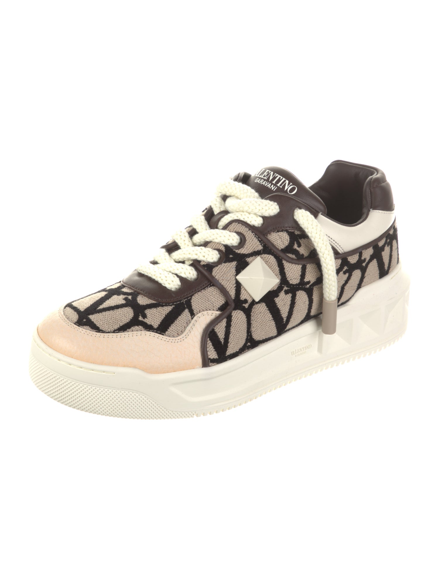 Valentino Printed Studded Accents Sneakers