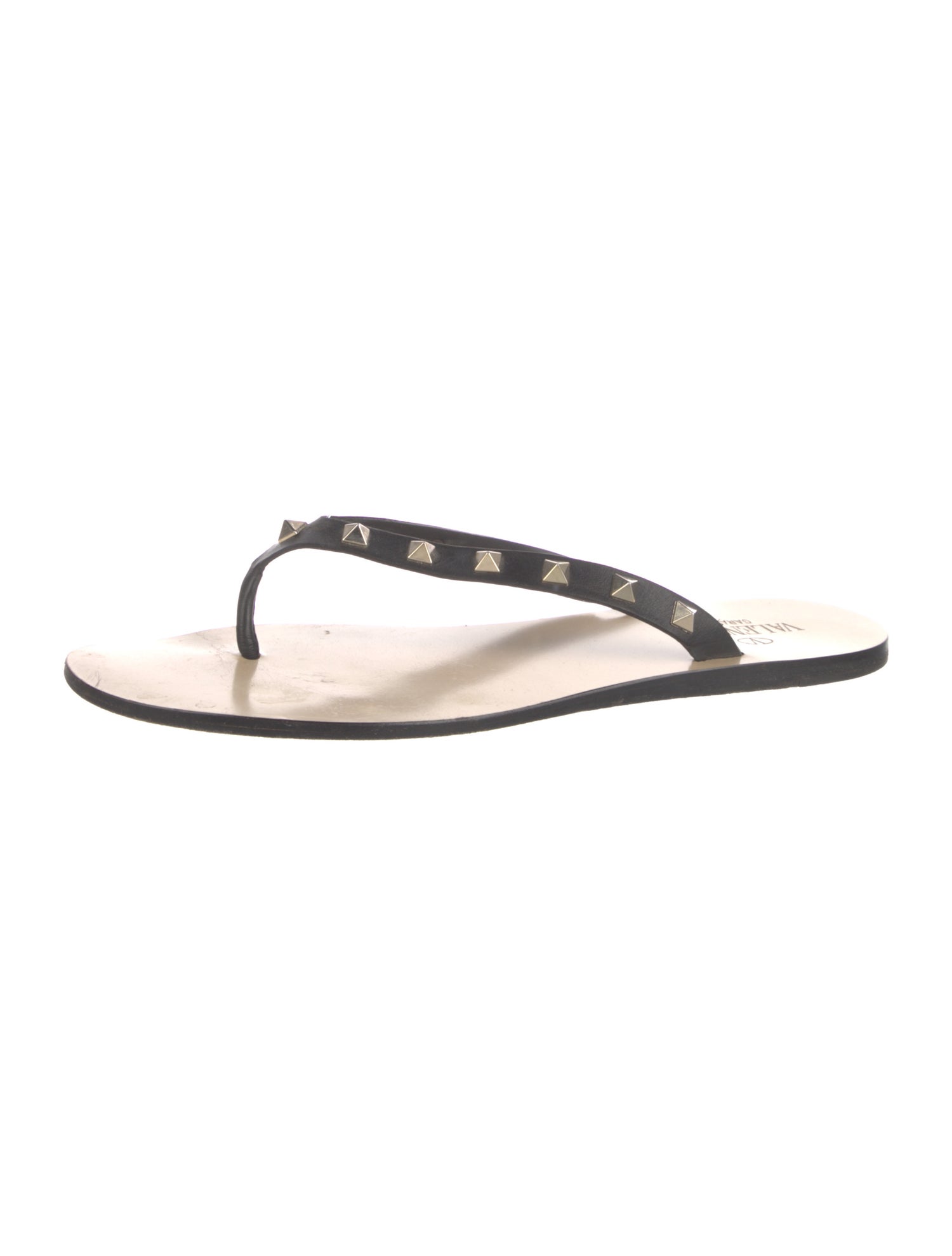 Valentino Rockstud Accents Leather Flip Flops