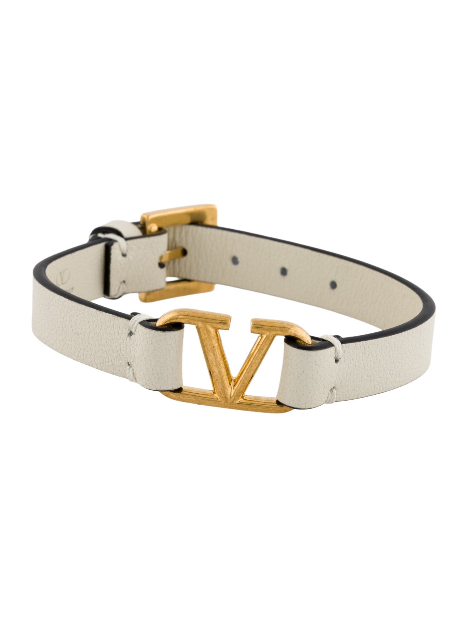 Valentino Leather VLogo Signature Wrap Bracelet
