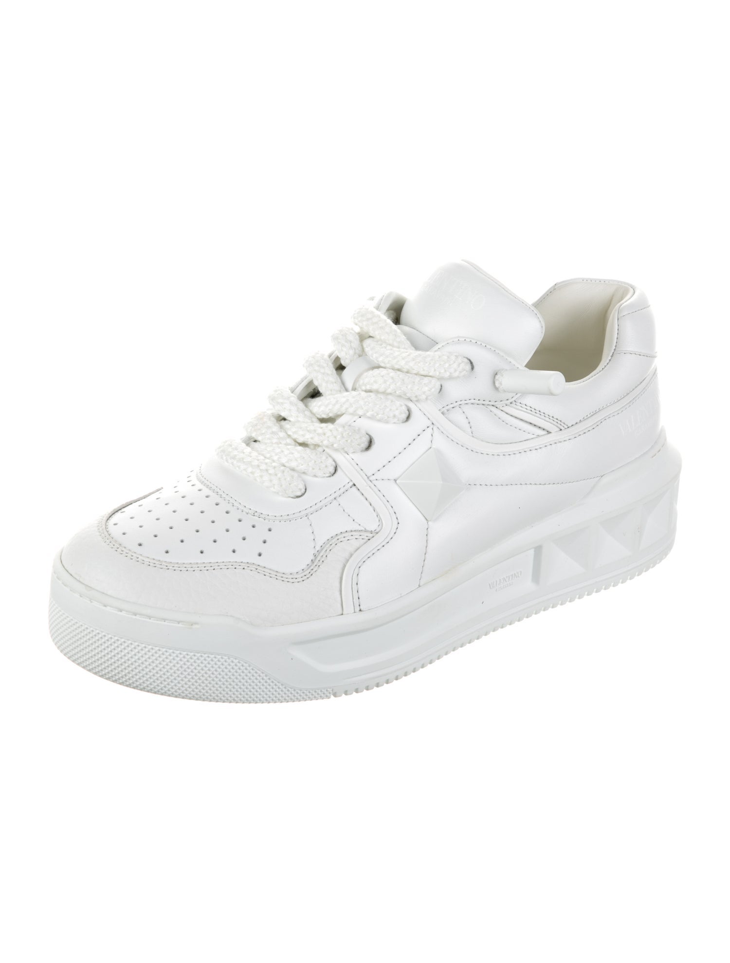 Valentino Leather Lasercut Accents Sneakers