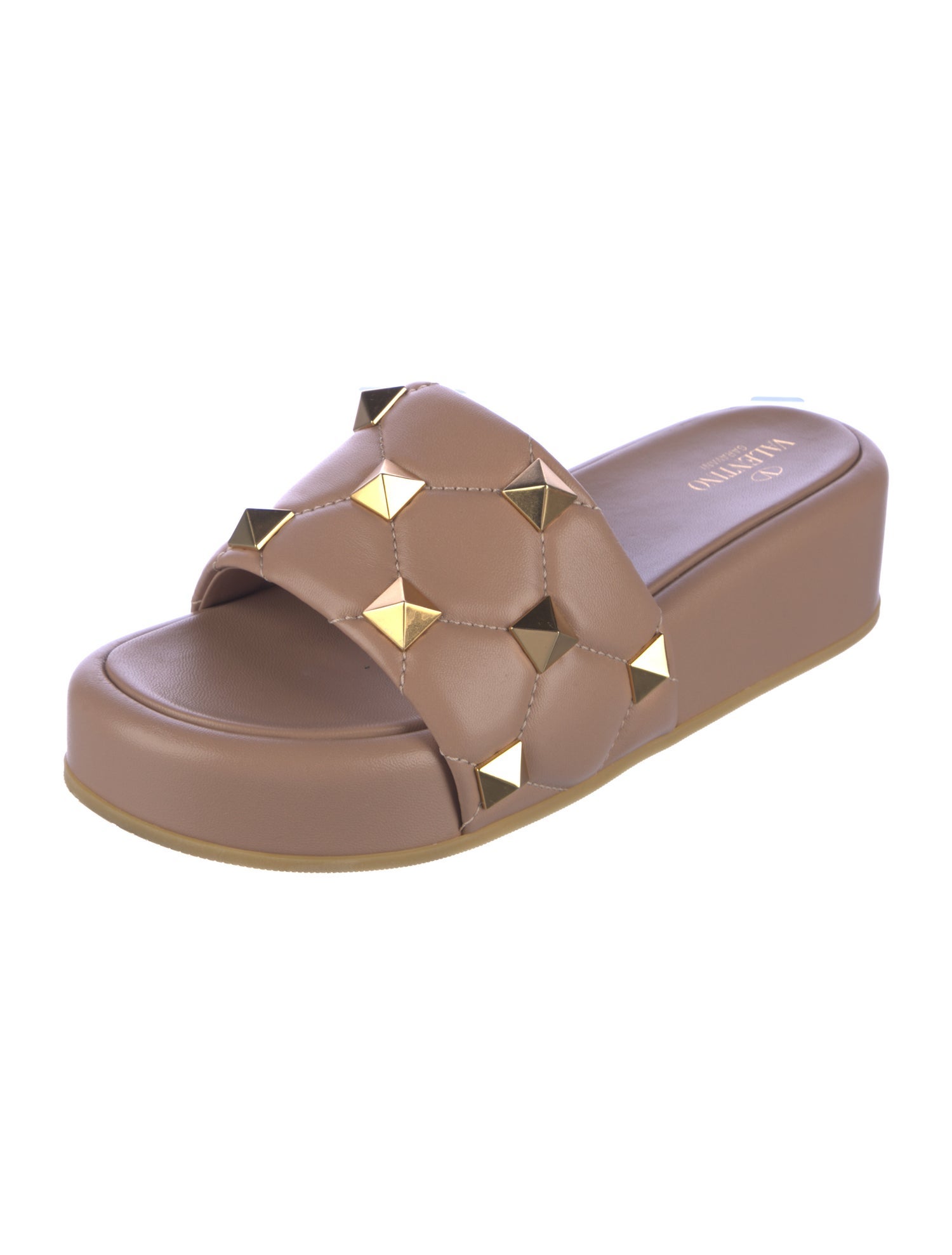 Valentino Rockstud Accents Leather Slides