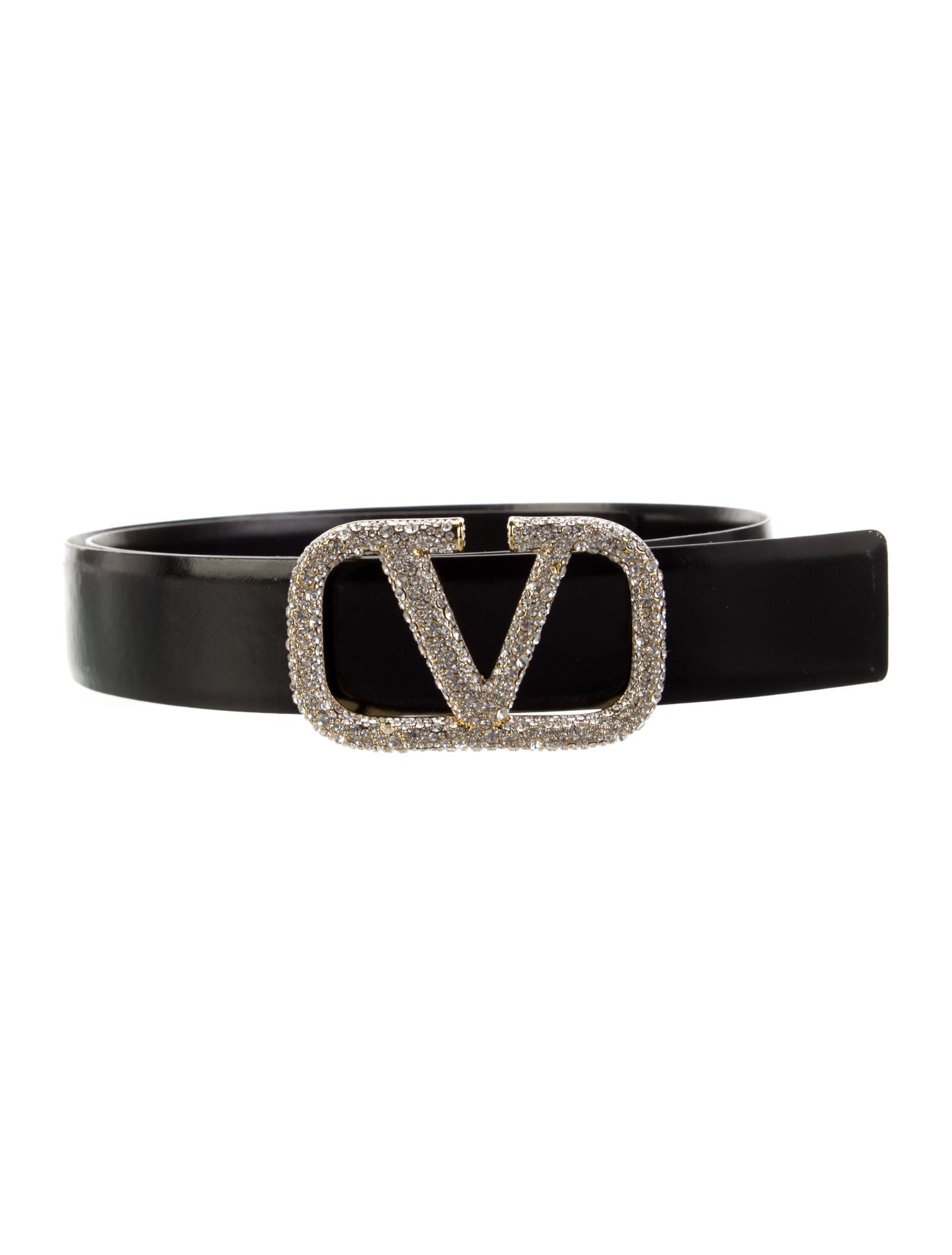 Valentino Leather Crystal Embellishments Belt