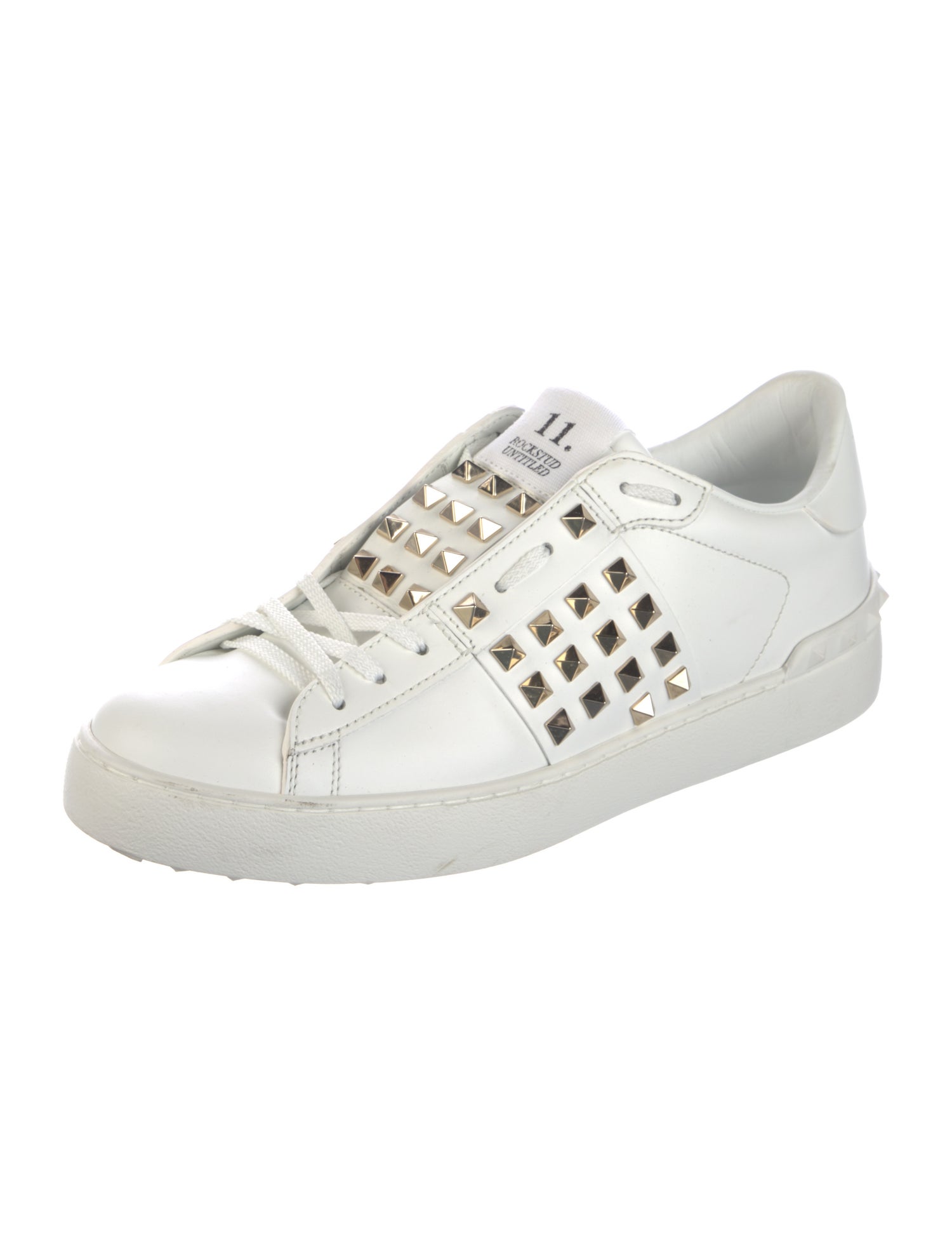 Valentino Rockstud Accents Leather Sneakers