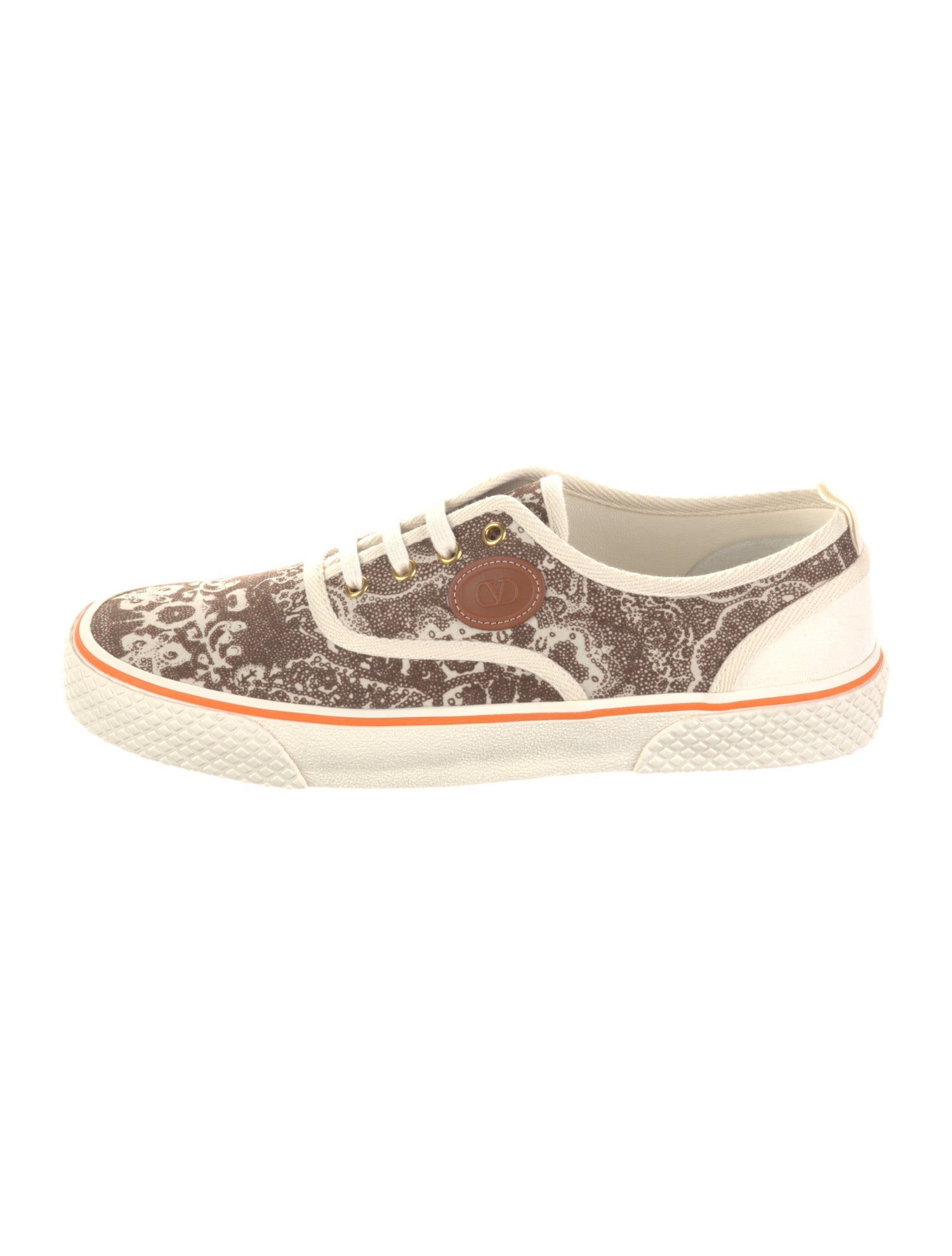 Valentino Printed Leather Trim Embellishment Sneakers