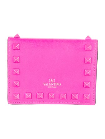 Valentino Rockstud Accents Leather Compact Wallet