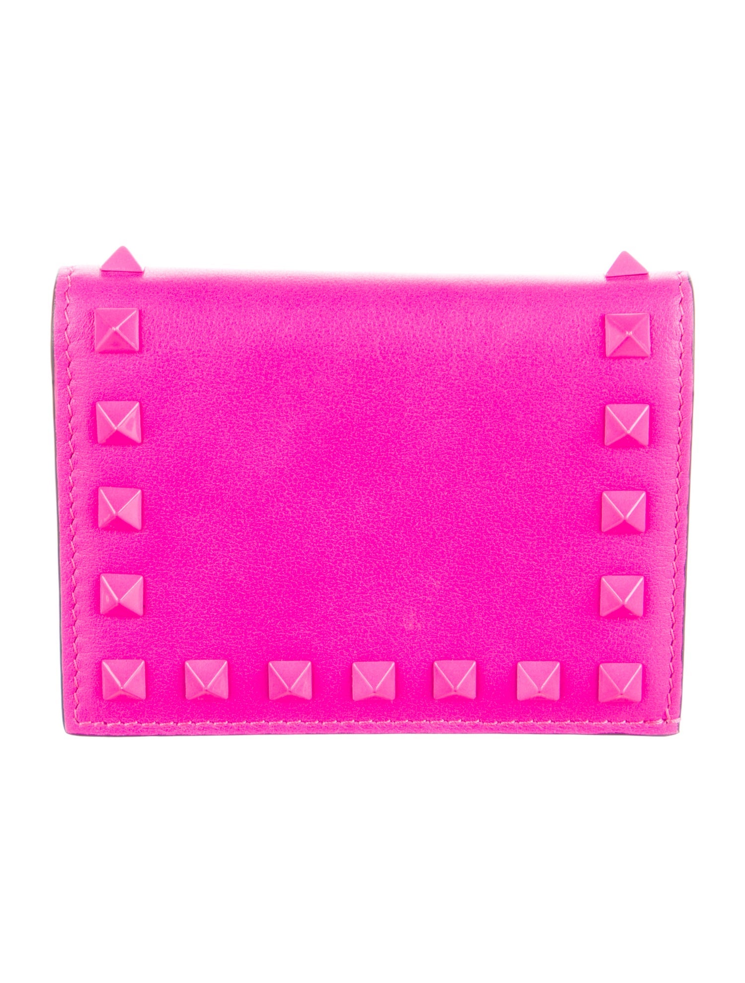 Valentino Rockstud Accents Leather Compact Wallet