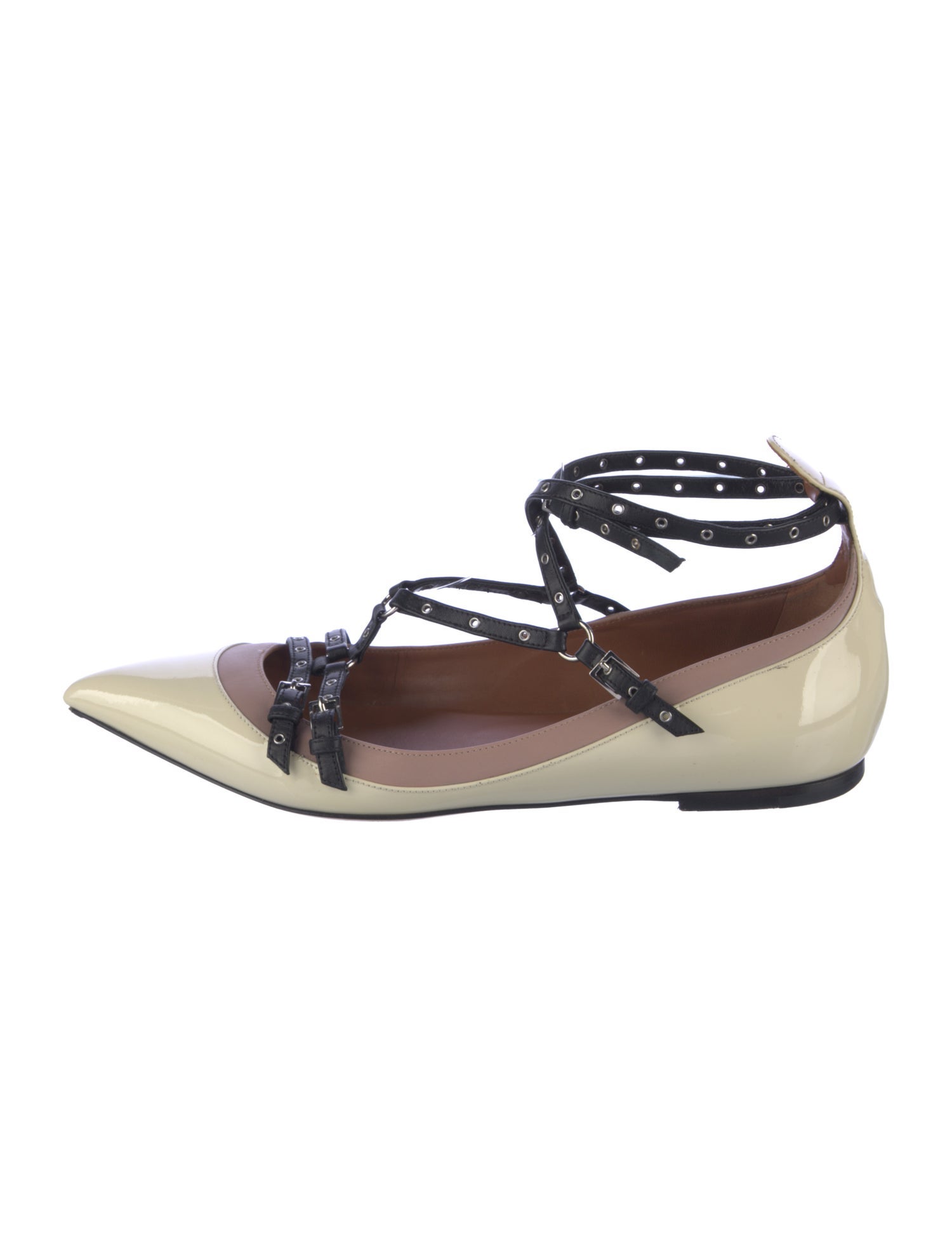Valentino Patent Leather Colorblock Pattern Flats