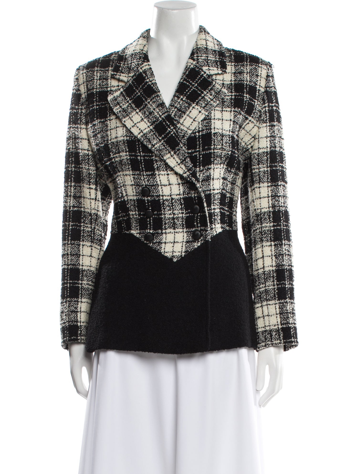 Valentino Virgin Wool Plaid Print Blazer