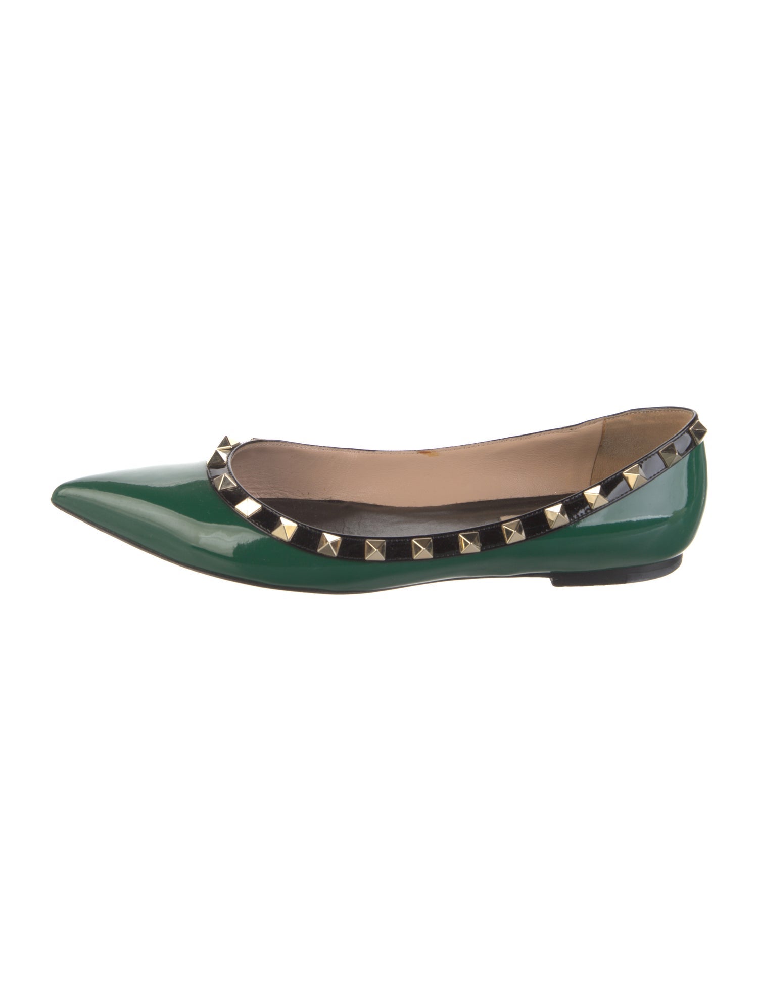 Valentino Rockstud Accents Patent Leather Flats