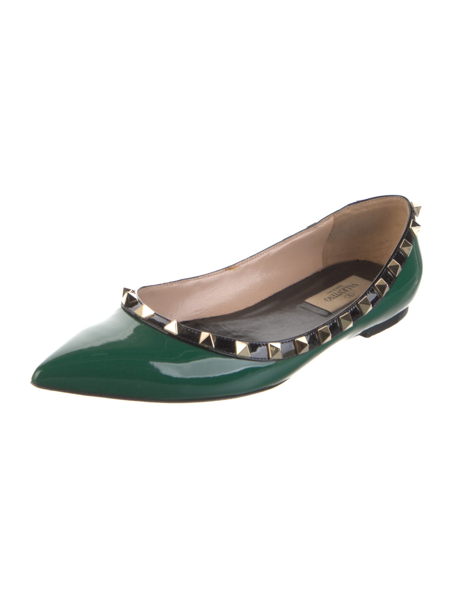 Valentino Rockstud Accents Patent Leather Flats