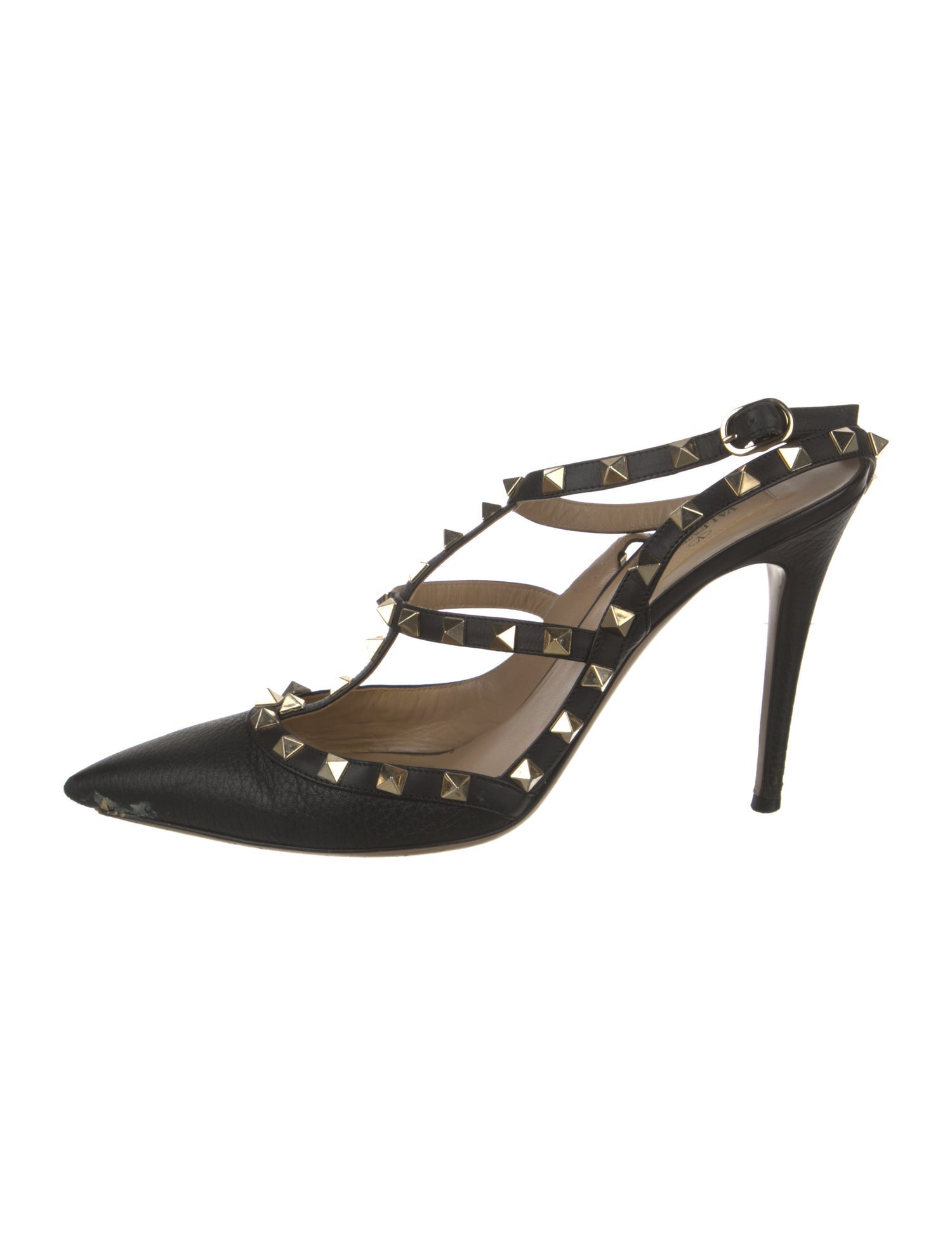 Valentino Rockstud Accents Leather T-Strap Pumps